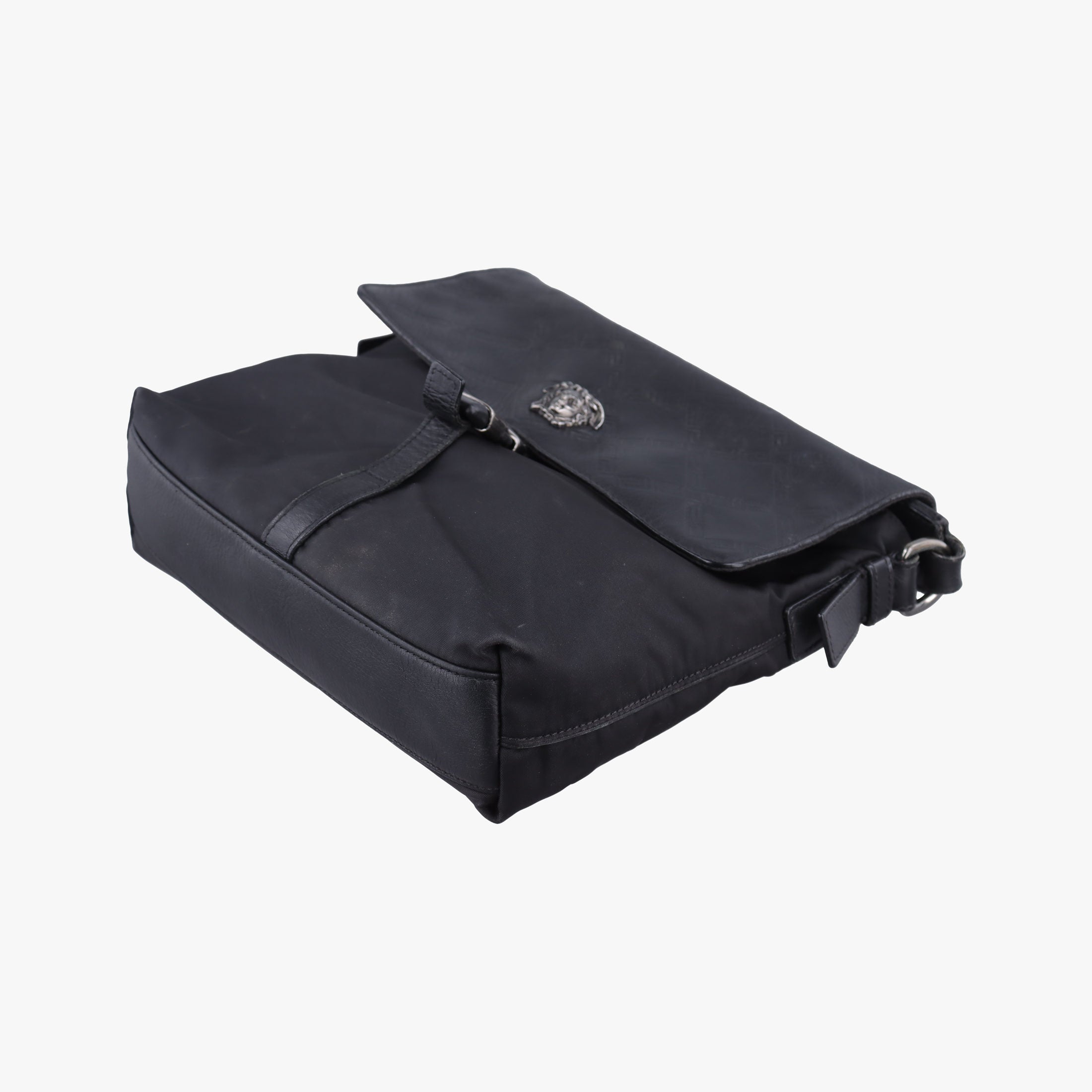 Secondhand VERSACE La Medusa Black Leather × Nylon  shoulderbag | stylenewstar
