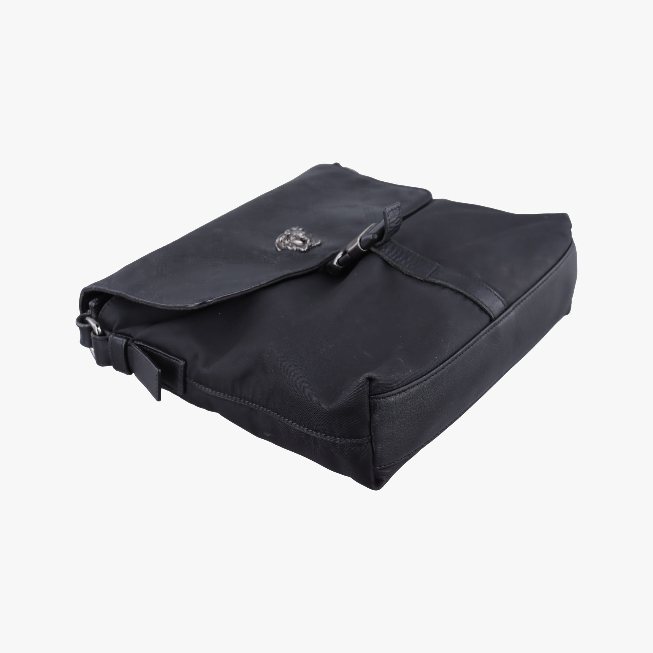 Secondhand VERSACE La Medusa Black Leather × Nylon  shoulderbag | stylenewstar