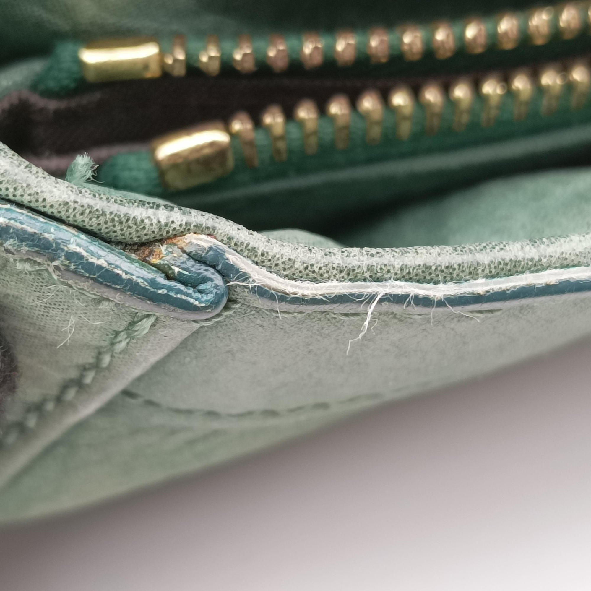 Pre-owned Fendi Mia FF Logo Emerald Green Leather 8BR615 shoulderbag | stylenewstar
