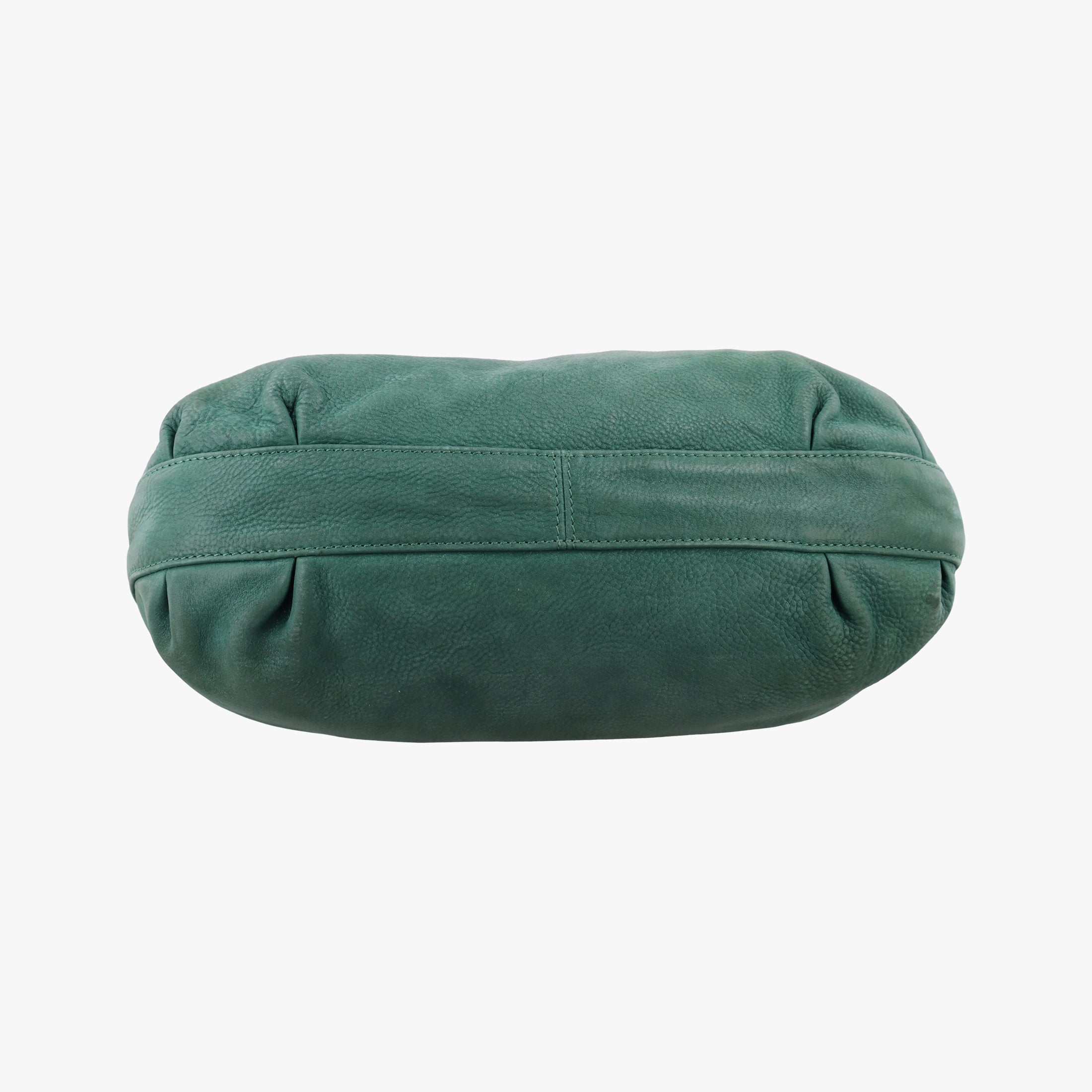 Pre-owned Fendi Mia FF Logo Emerald Green Leather 8BR615 shoulderbag | stylenewstar