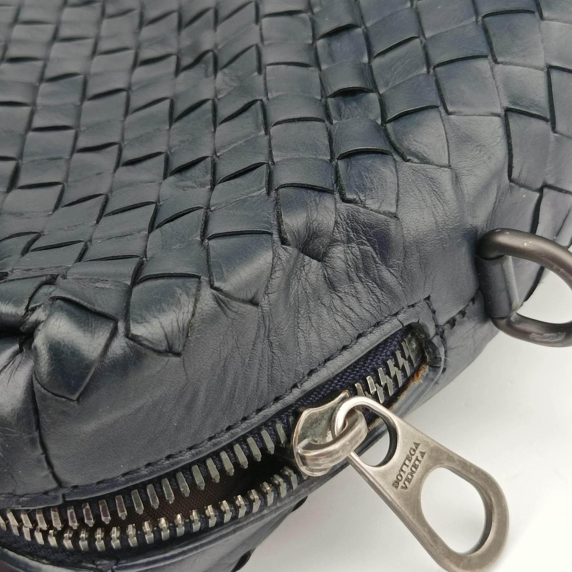 Secondhand Bottega Veneta Intrecciato Briefcase Navy lambskin  handbag | stylenewstar