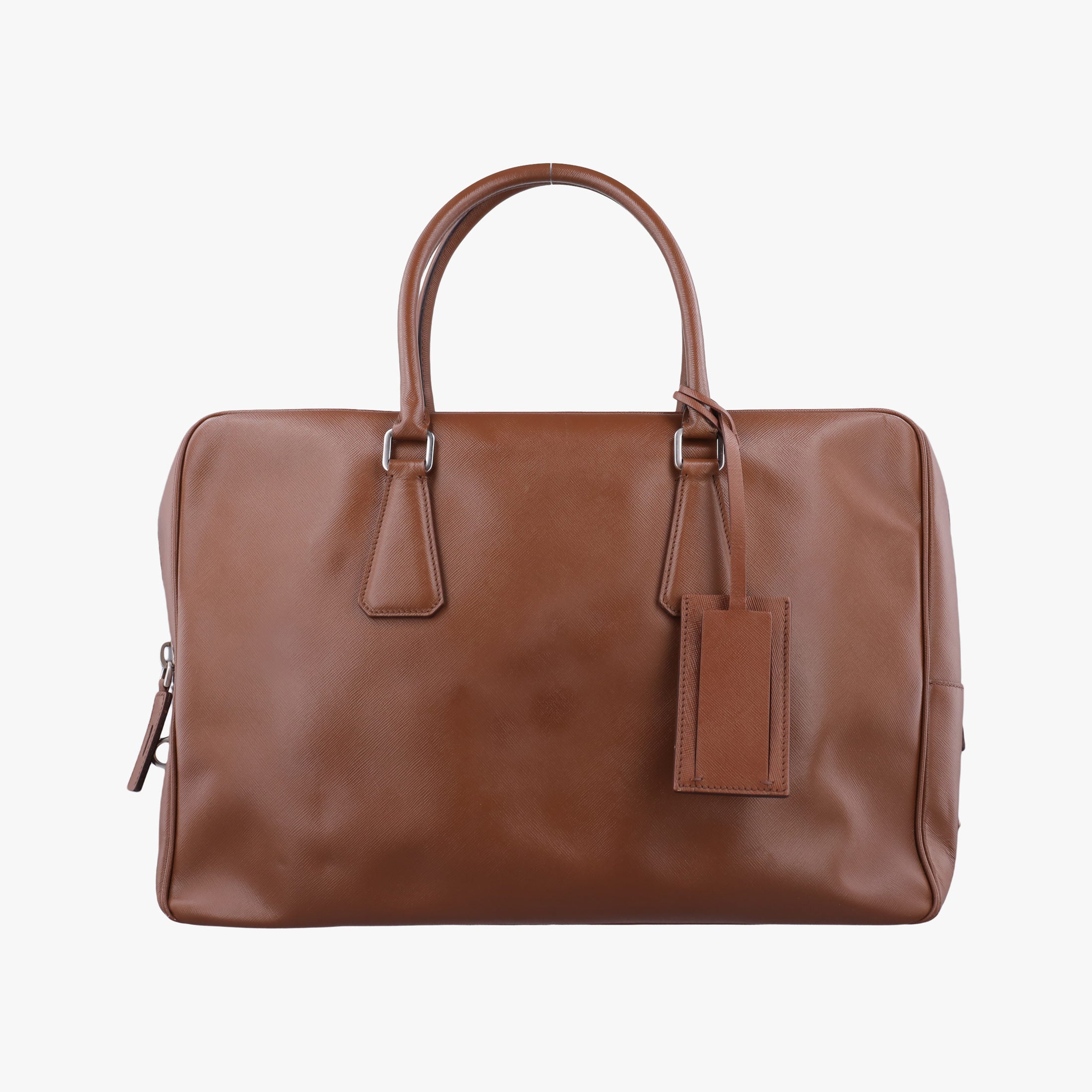Pre-owned Prada business bag briefcase Brown SAFFIANO Leather 2VE363 handbag | stylenewstar