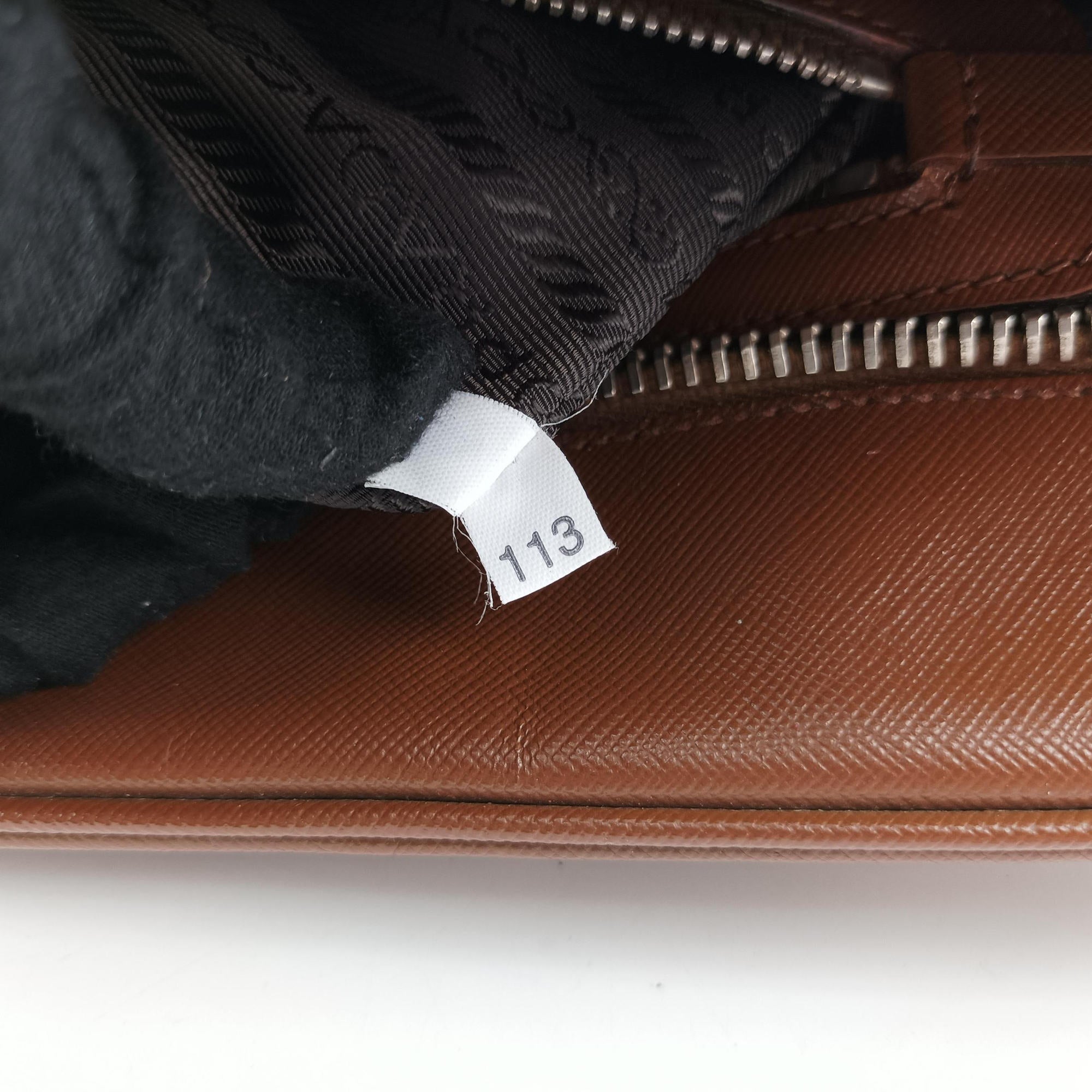 Pre-owned Prada business bag briefcase Brown SAFFIANO Leather 2VE363 handbag | stylenewstar