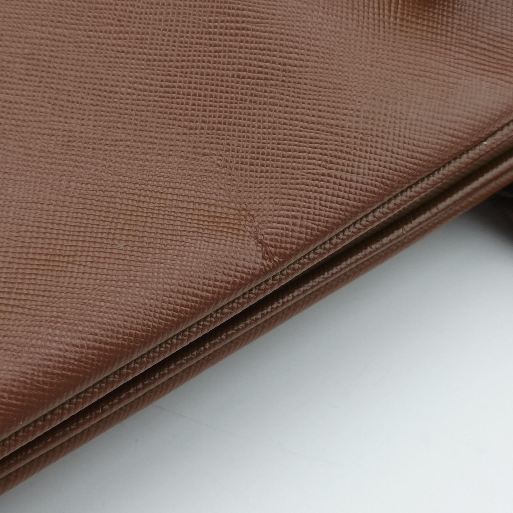Pre-owned Prada business bag briefcase Brown SAFFIANO Leather 2VE363 handbag | stylenewstar
