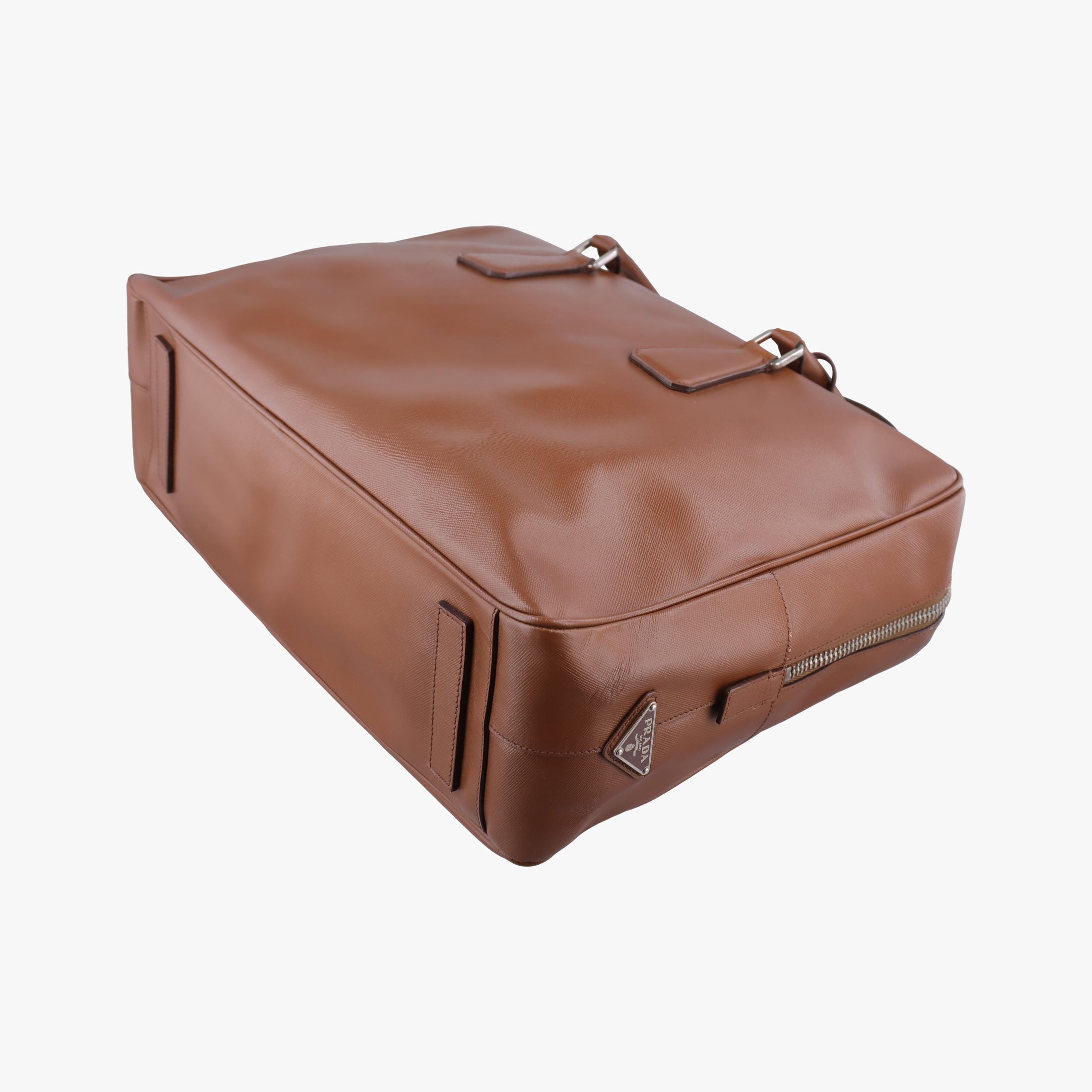 Pre-owned Prada business bag briefcase Brown SAFFIANO Leather 2VE363 handbag | stylenewstar