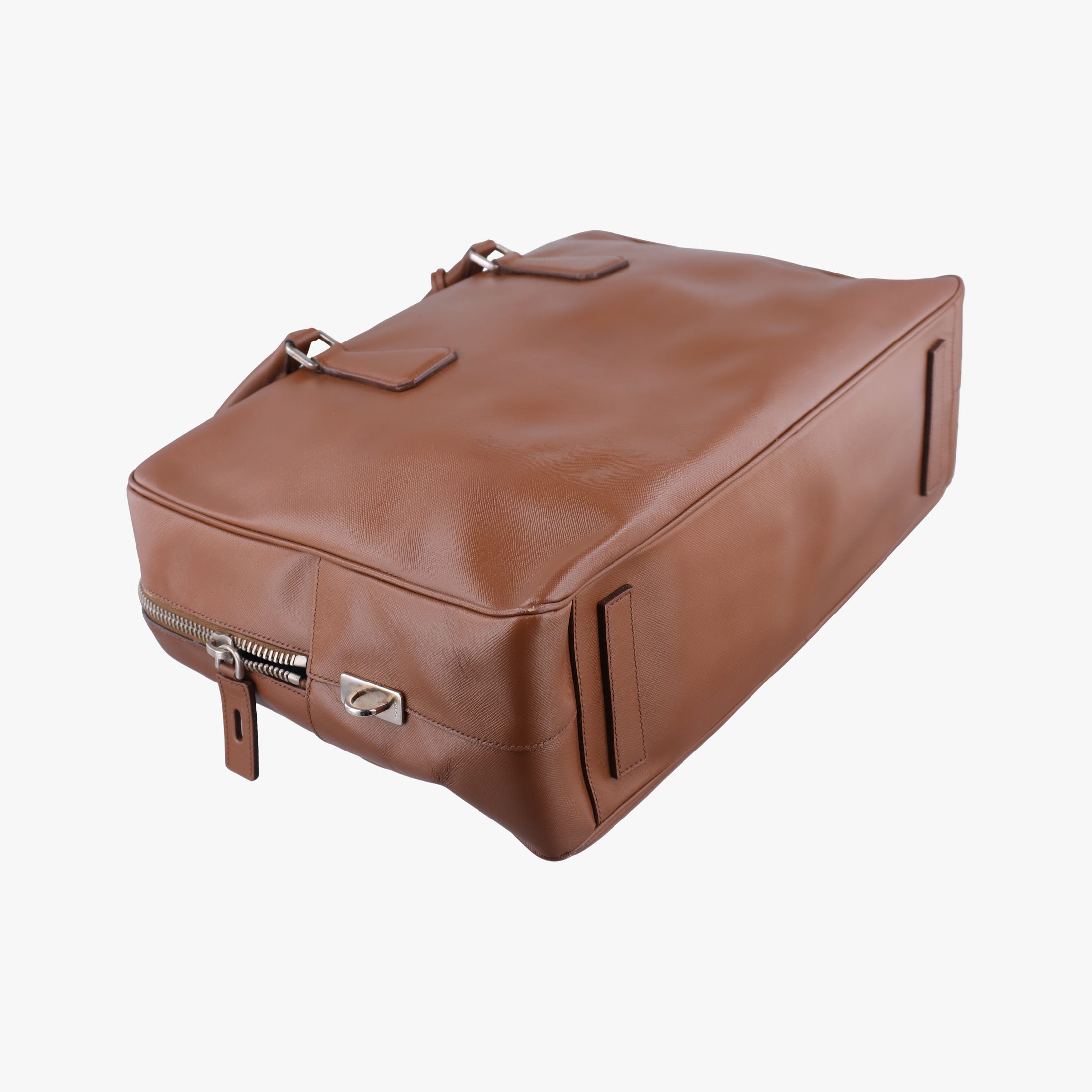 Pre-owned Prada business bag briefcase Brown SAFFIANO Leather 2VE363 handbag | stylenewstar