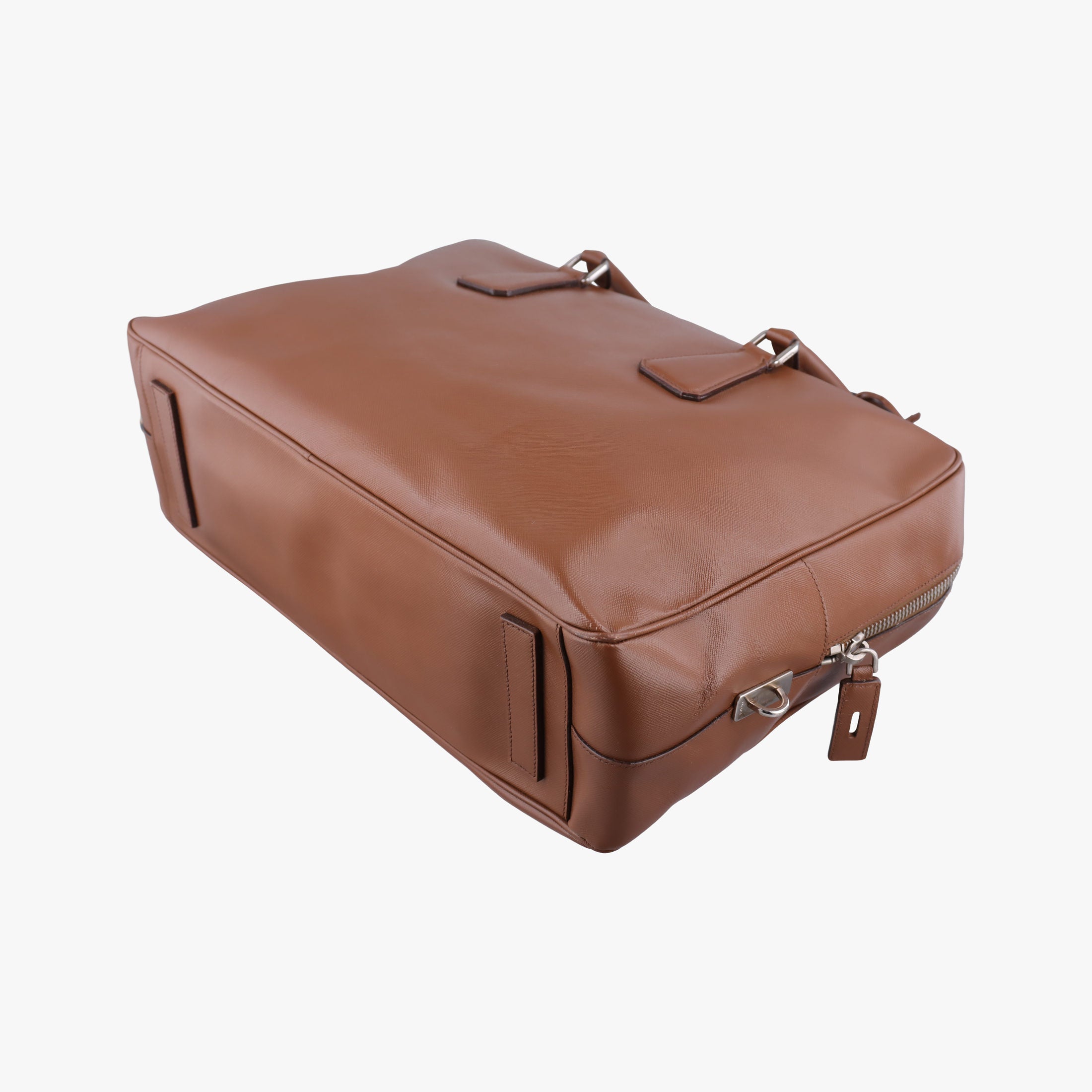 Pre-owned Prada business bag briefcase Brown SAFFIANO Leather 2VE363 handbag | stylenewstar