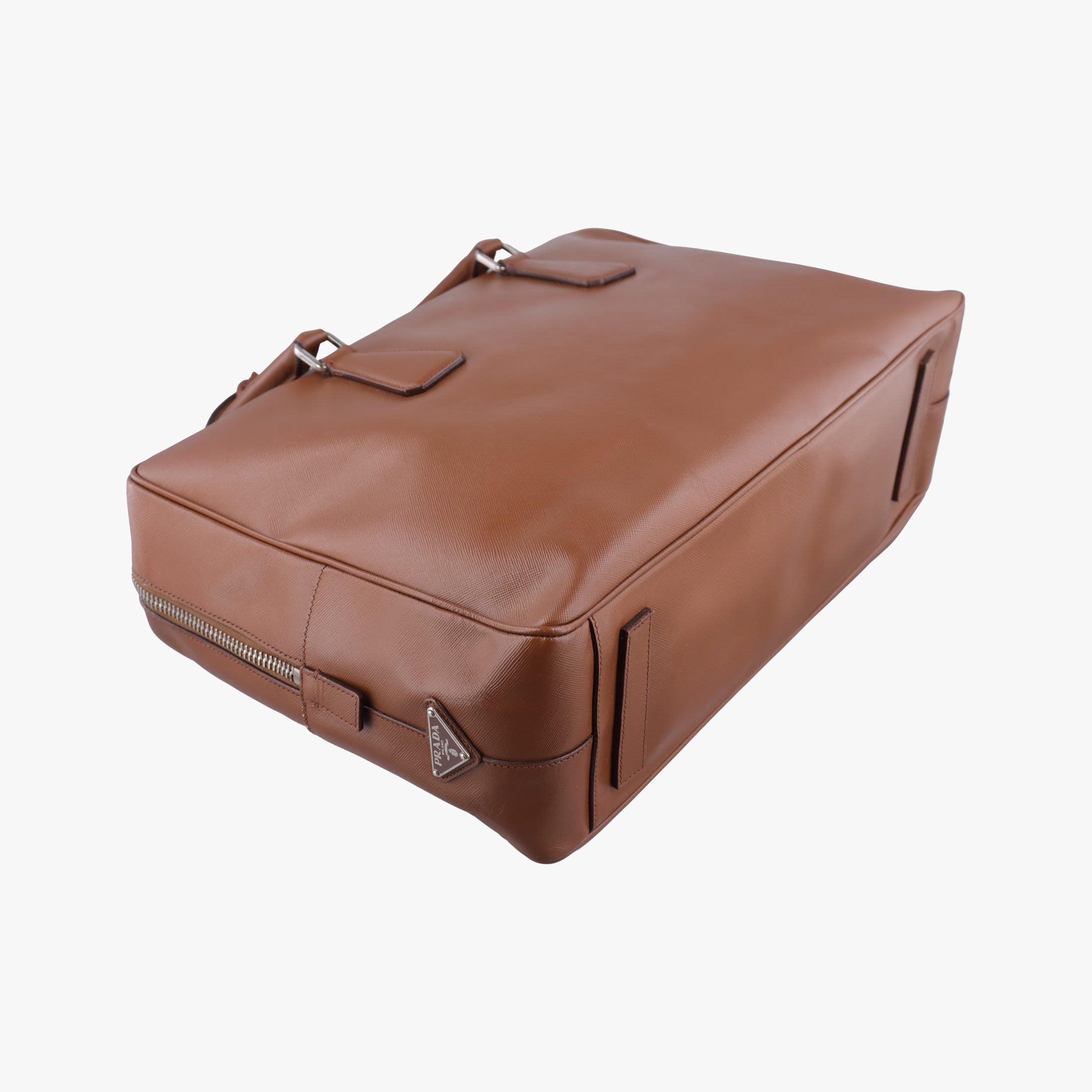 Pre-owned Prada business bag briefcase Brown SAFFIANO Leather 2VE363 handbag | stylenewstar