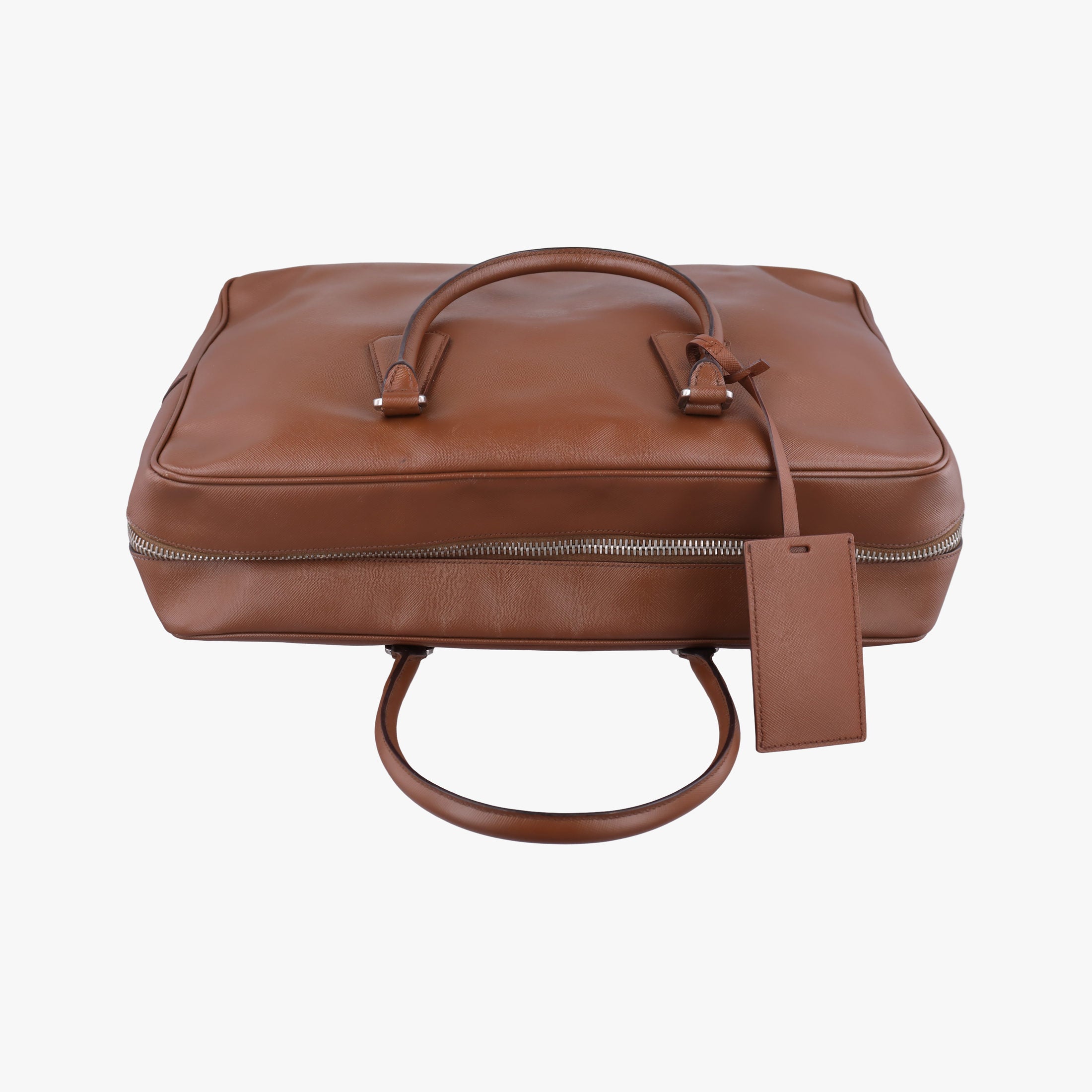 Pre-owned Prada business bag briefcase Brown SAFFIANO Leather 2VE363 handbag | stylenewstar