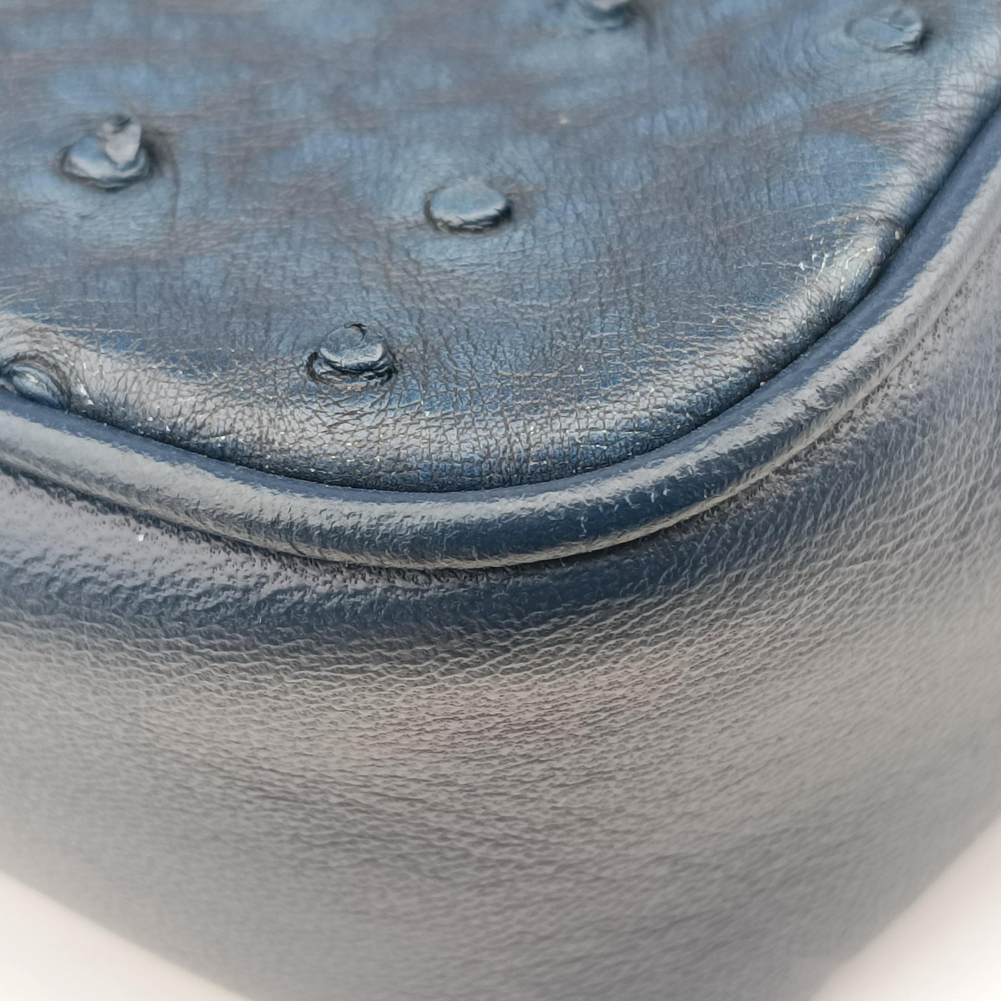 Pre-owned Bottega Veneta Intrecciato Navy Lambskin × Ostrich Leather  shoulderbag | stylenewstar