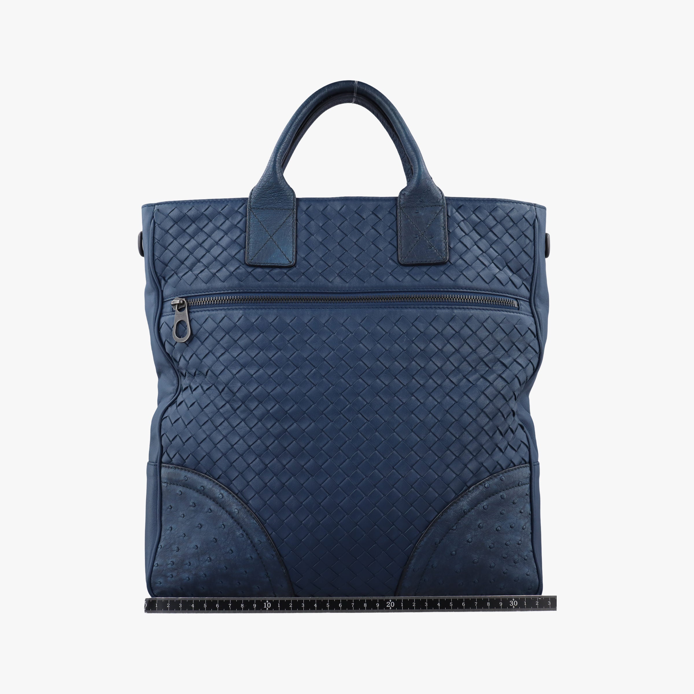 Pre-owned Bottega Veneta Intrecciato Navy Lambskin × Ostrich Leather  shoulderbag | stylenewstar