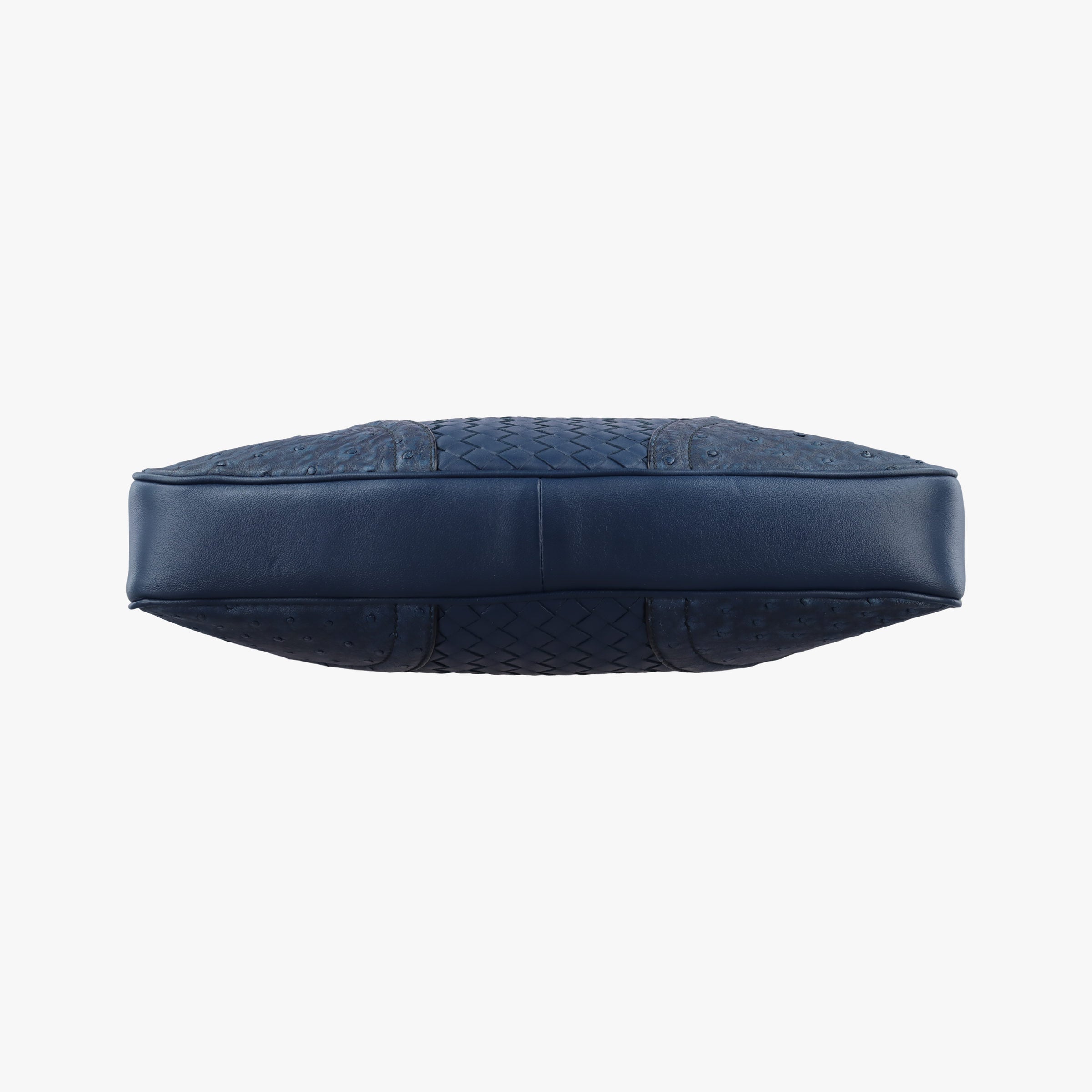 Pre-owned Bottega Veneta Intrecciato Navy Lambskin × Ostrich Leather  shoulderbag | stylenewstar