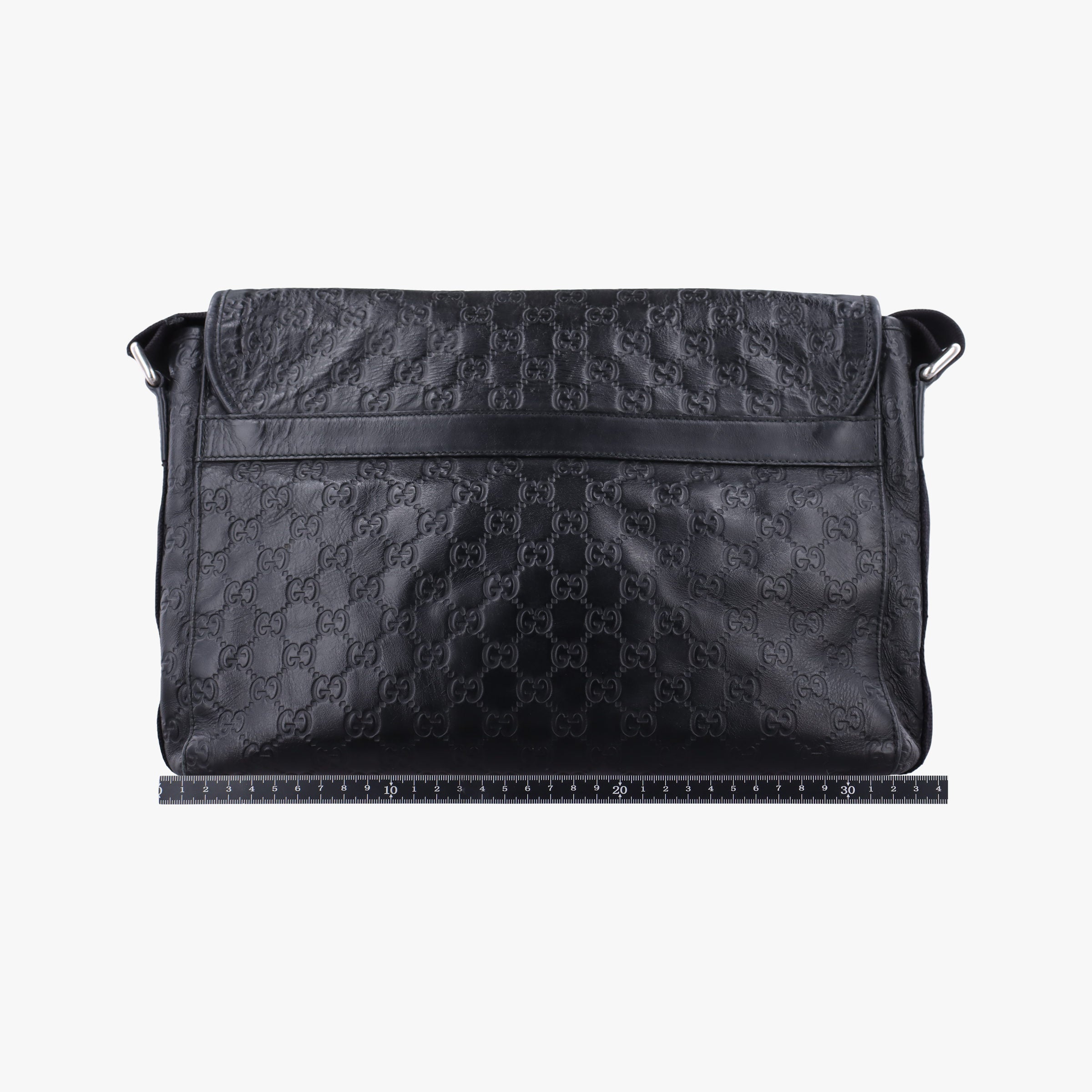Pre-owned Gucci Guccissima Messenger Black Leather 246067 shoulderbag | stylenewstar