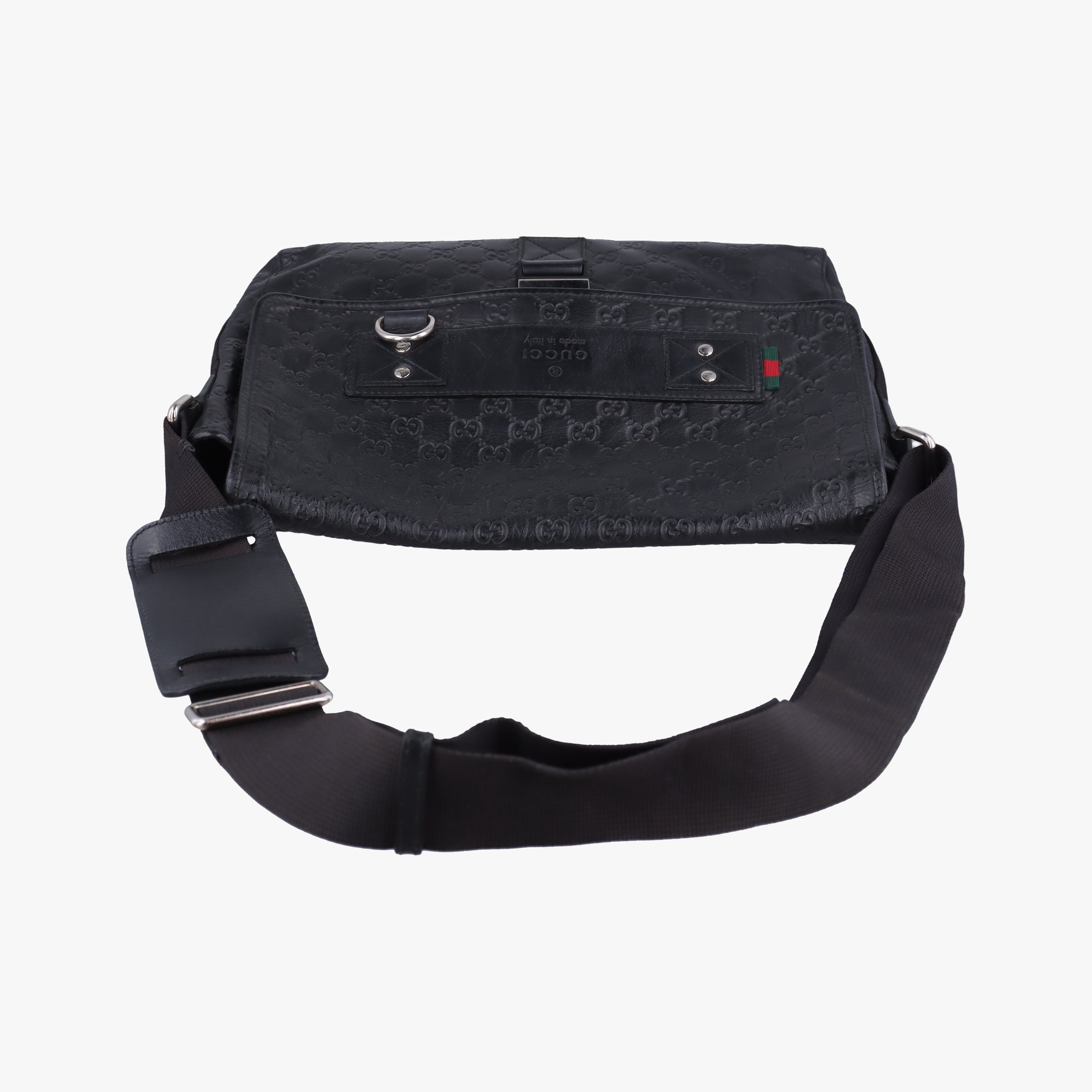 Pre-owned Gucci Guccissima Messenger Black Leather 246067 shoulderbag | stylenewstar