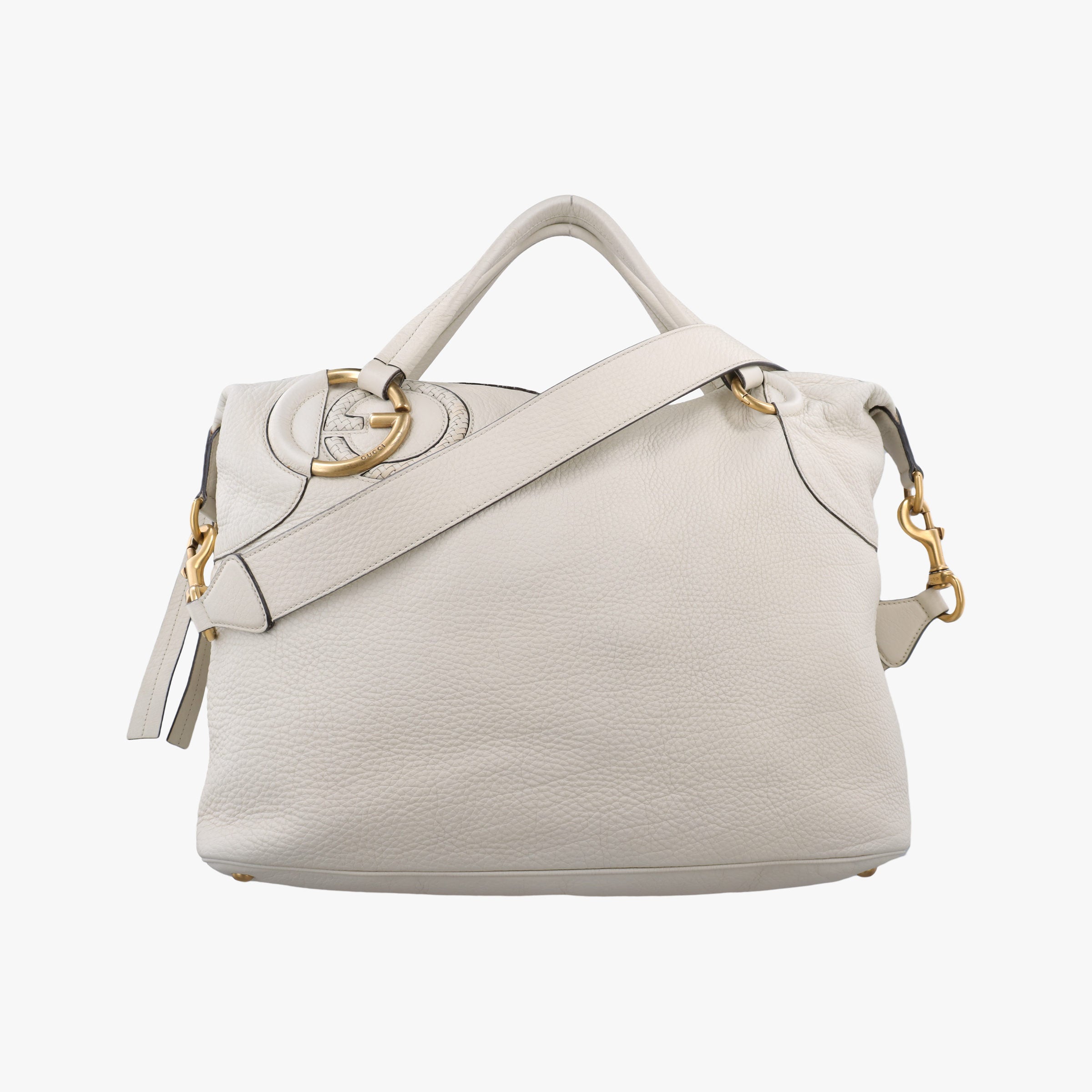 Pre-owned Gucci Twill Interlocking G White Leather 309529 handbag | stylenewstar