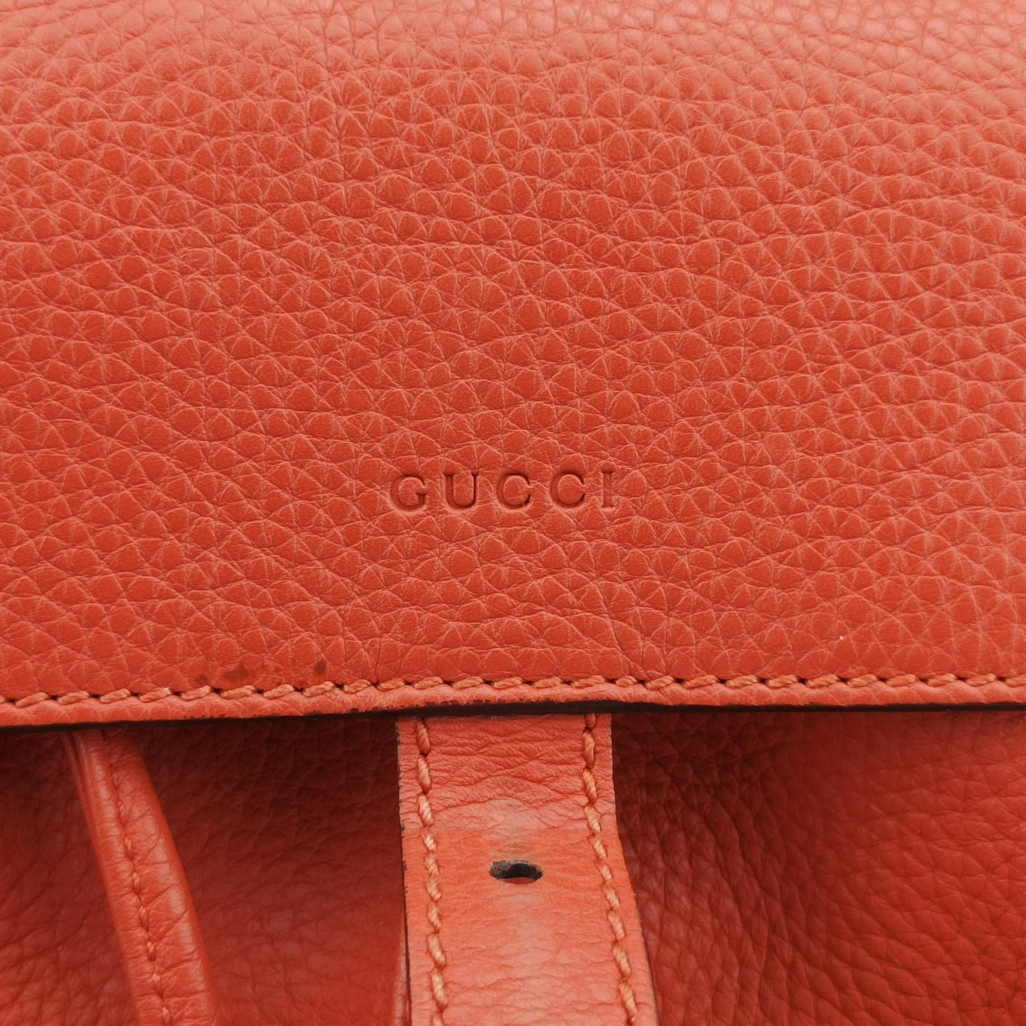 Pre-owned Gucci Bamboo fringe tassel Orange Leather 387149 backpack/rucksack | stylenewstar