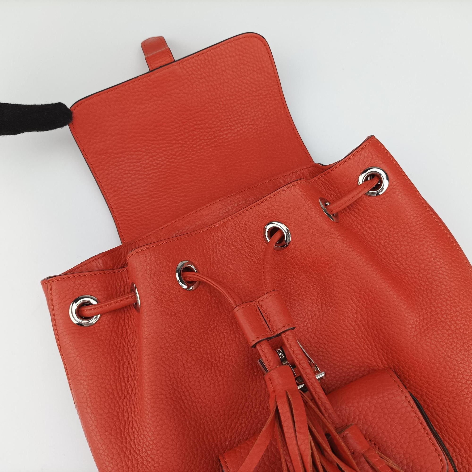 Pre-owned Gucci Bamboo fringe tassel Orange Leather 387149 backpack/rucksack | stylenewstar