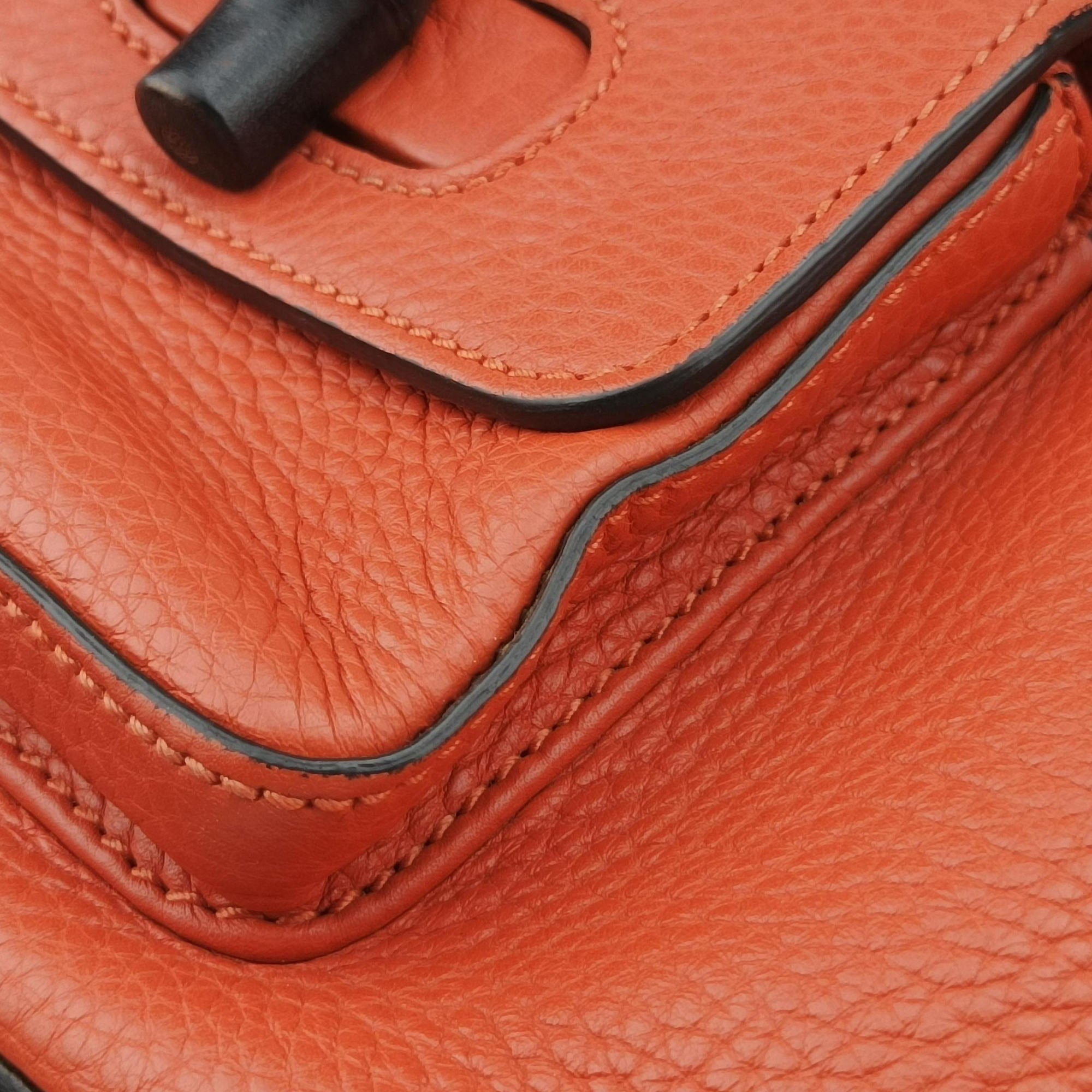 Pre-owned Gucci Bamboo fringe tassel Orange Leather 387149 backpack/rucksack | stylenewstar