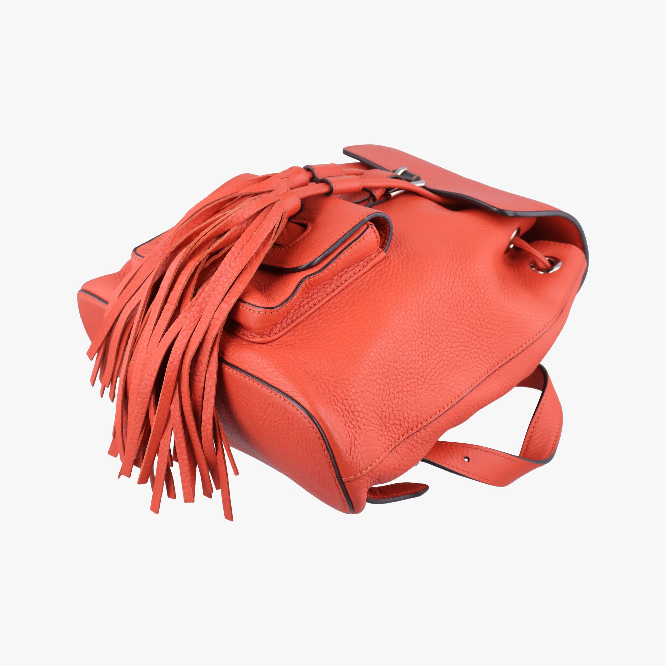 Pre-owned Gucci Bamboo fringe tassel Orange Leather 387149 backpack/rucksack | stylenewstar