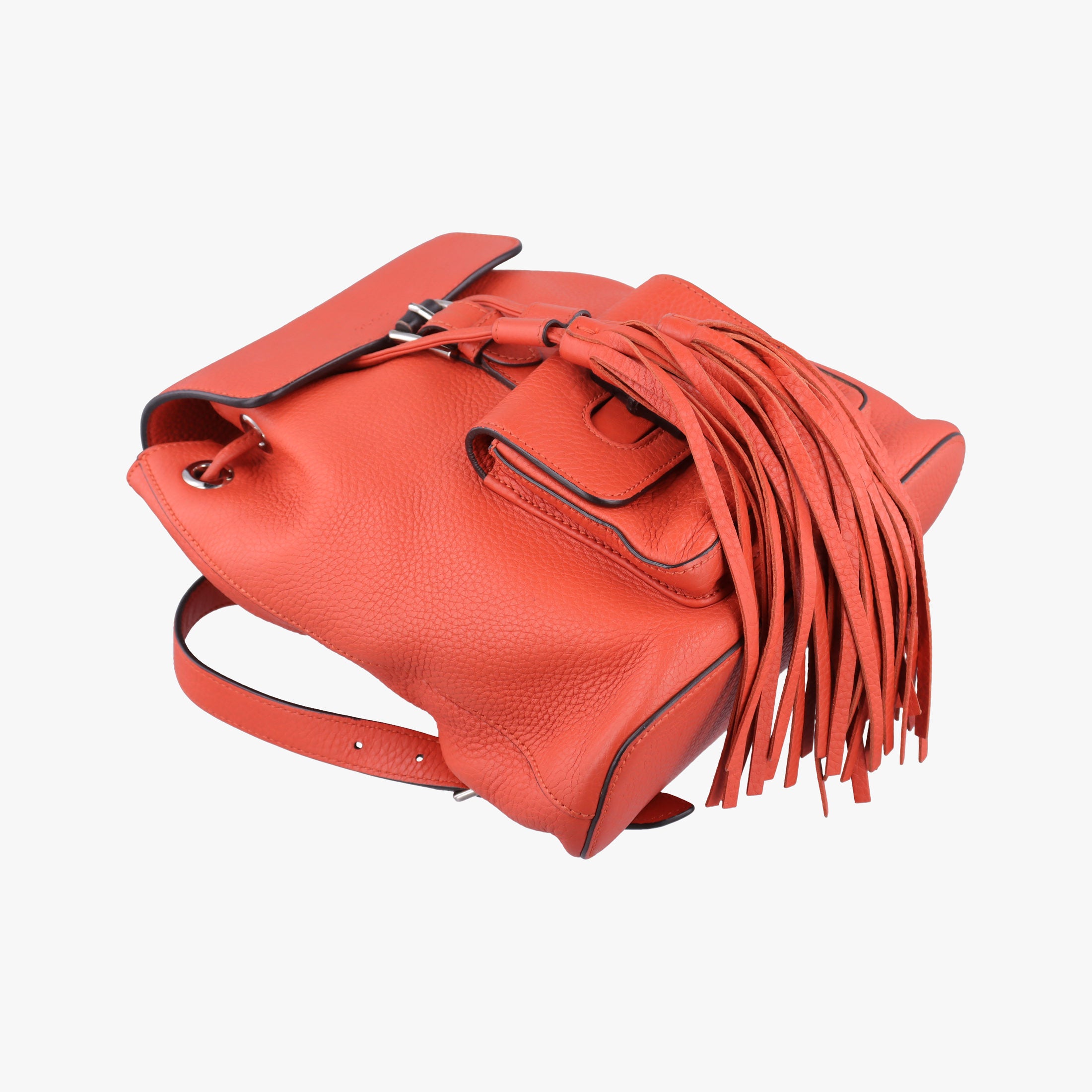 Pre-owned Gucci Bamboo fringe tassel Orange Leather 387149 backpack/rucksack | stylenewstar
