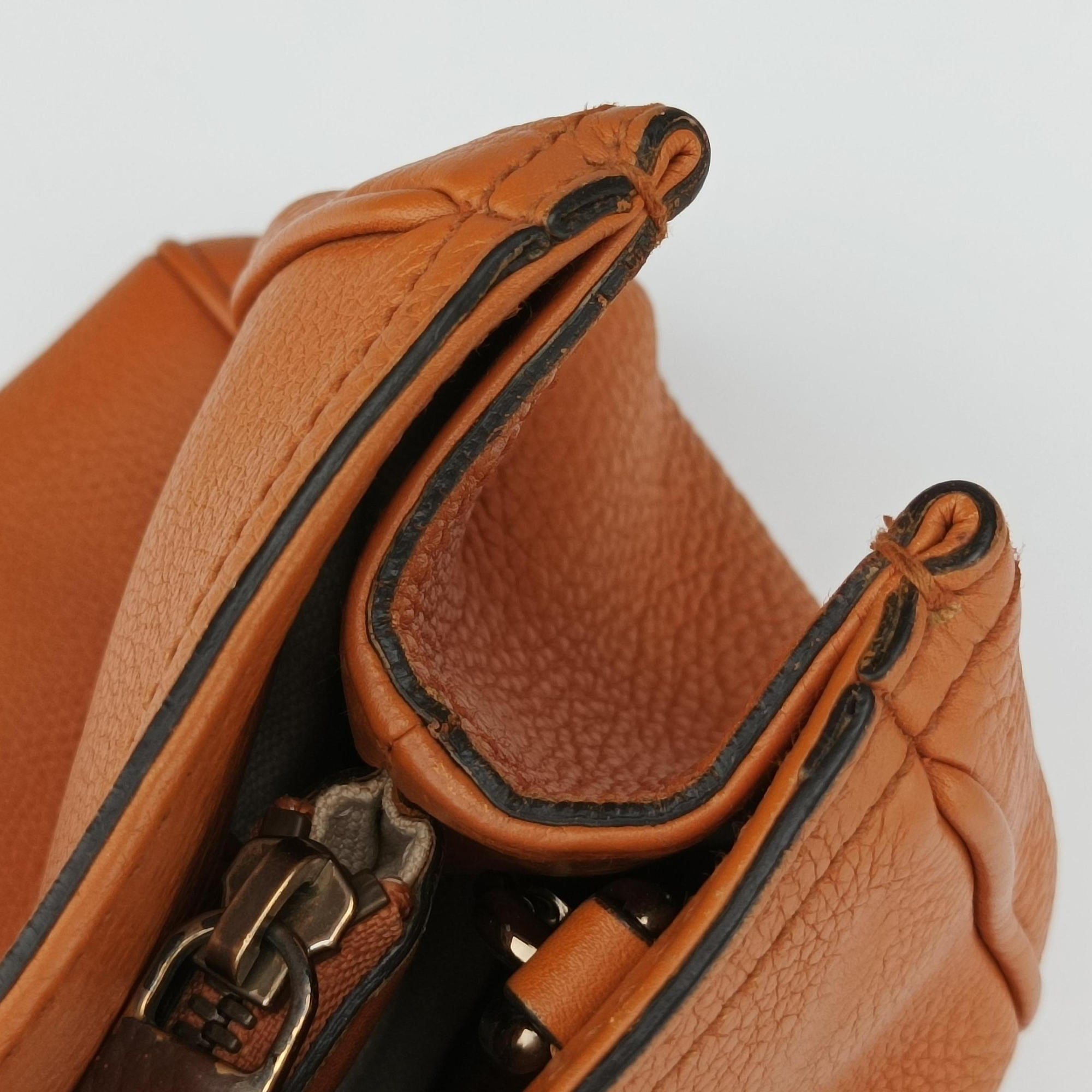 Pre-owned Gucci Bamboo Shopper Orange Leather 323660 shoulderbag | stylenewstar