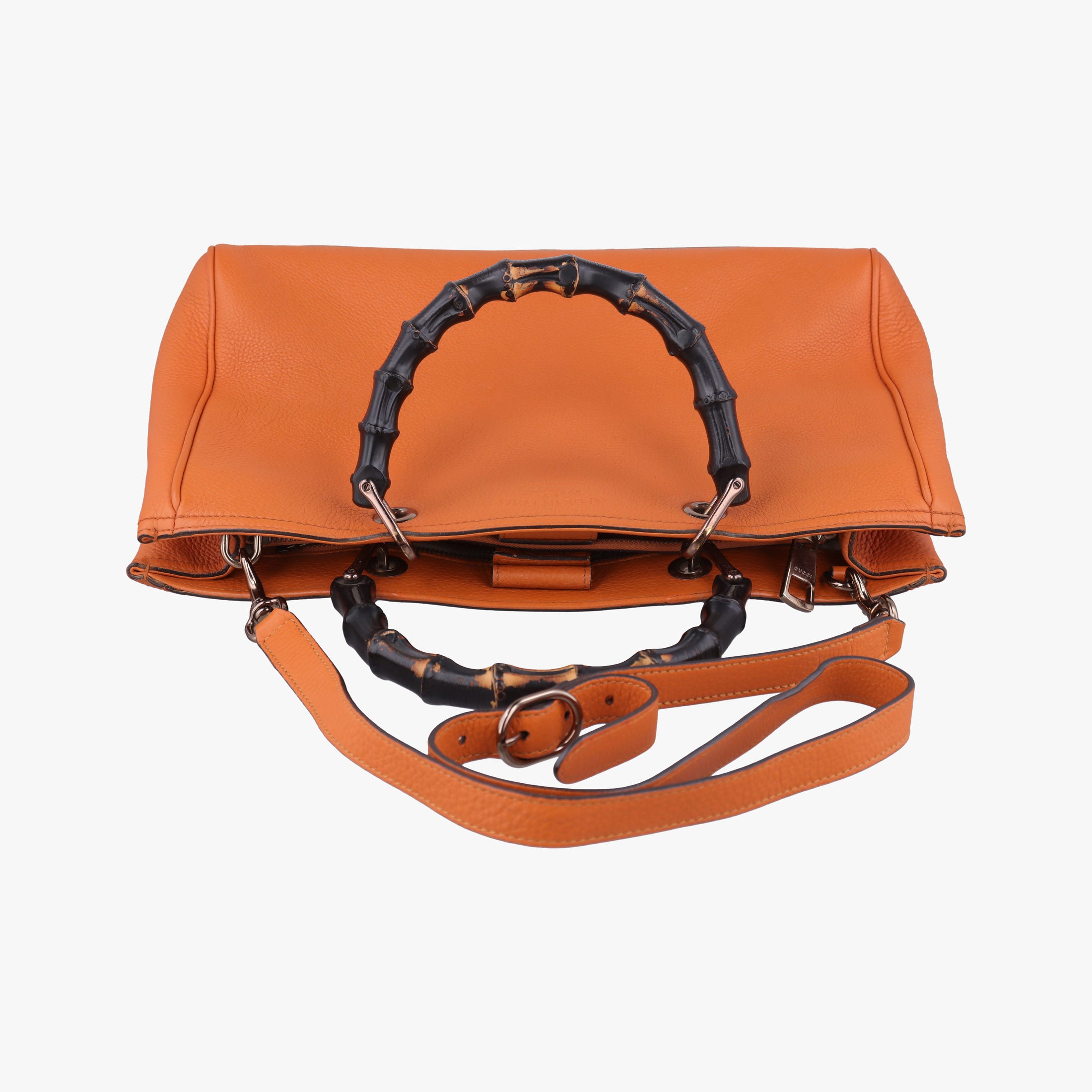 Pre-owned Gucci Bamboo Shopper Orange Leather 323660 shoulderbag | stylenewstar
