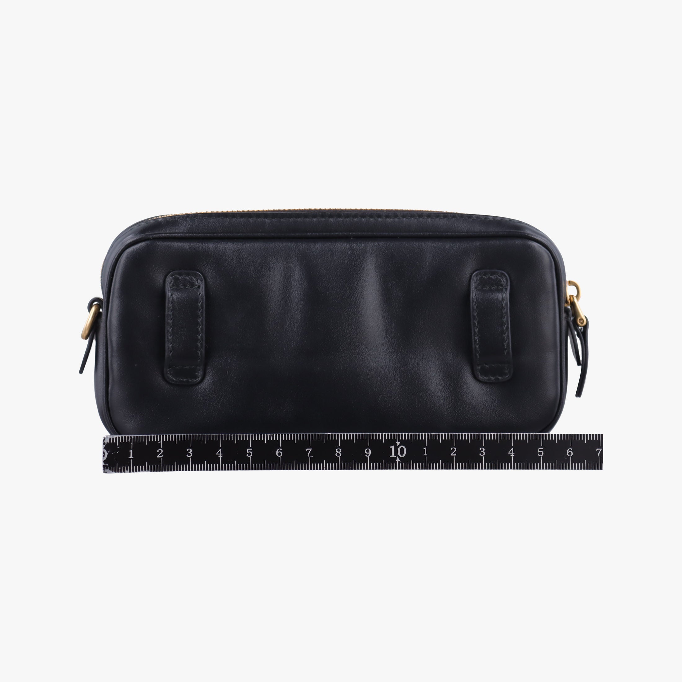 Pre-owned Miu Miu Logo belt Black leather  bum bag/waist bag | stylenewstar