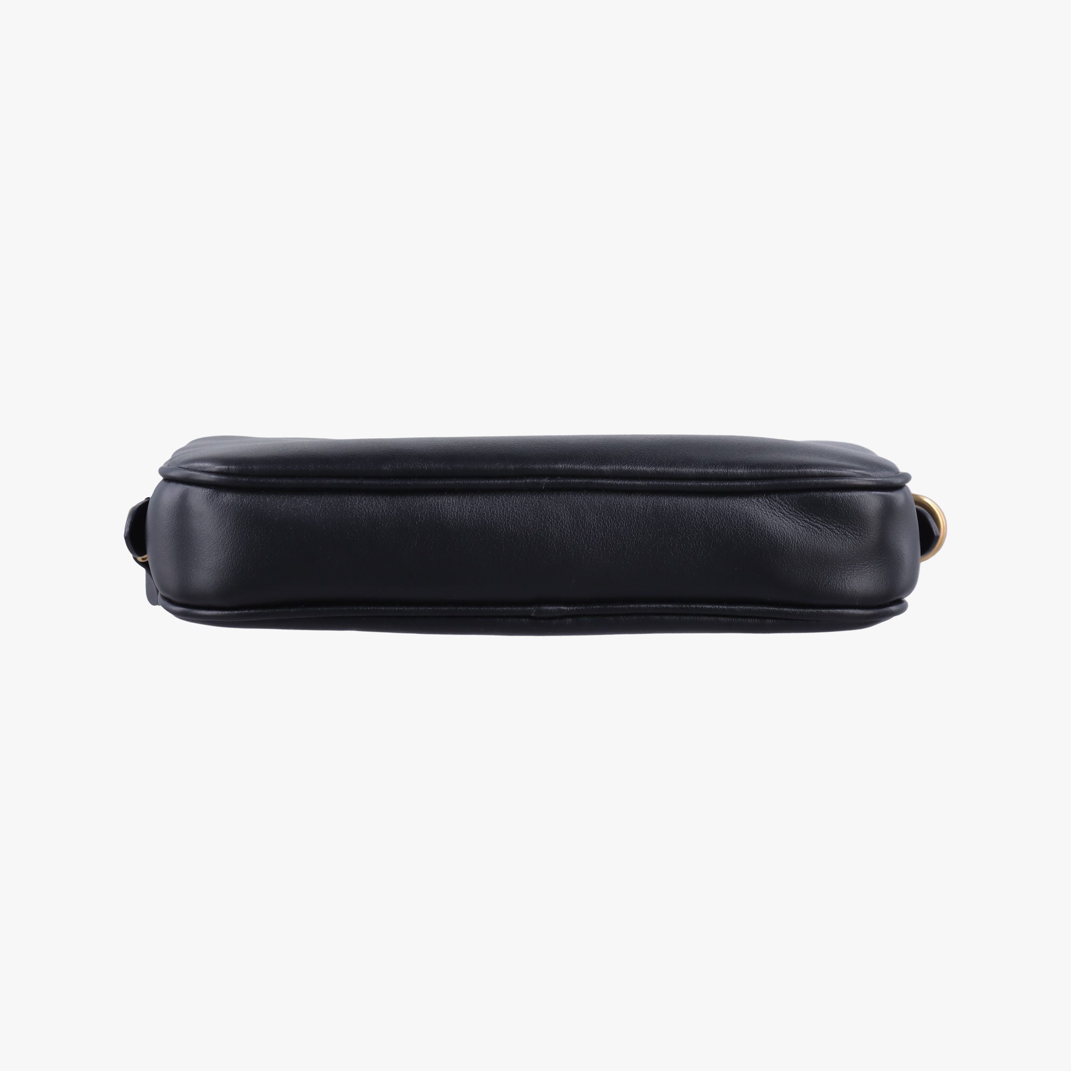 Pre-owned Miu Miu Logo belt Black leather  bum bag/waist bag | stylenewstar