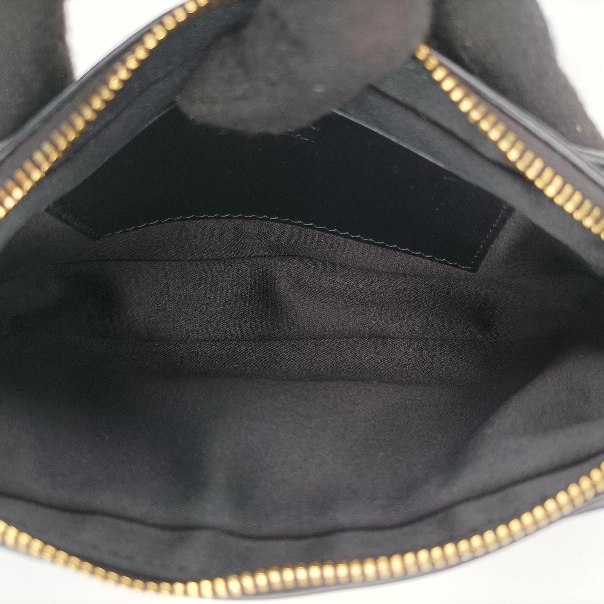 Pre-owned Miu Miu Logo belt Black leather  bum bag/waist bag | stylenewstar