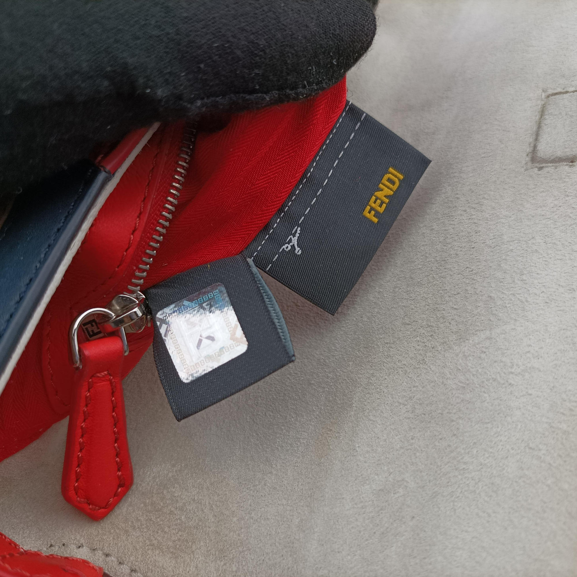 Pre-owned Fendi Bag Bugs Monster Red × Blue Calfskin × Fox Fur × Mink  handbag | stylenewstar