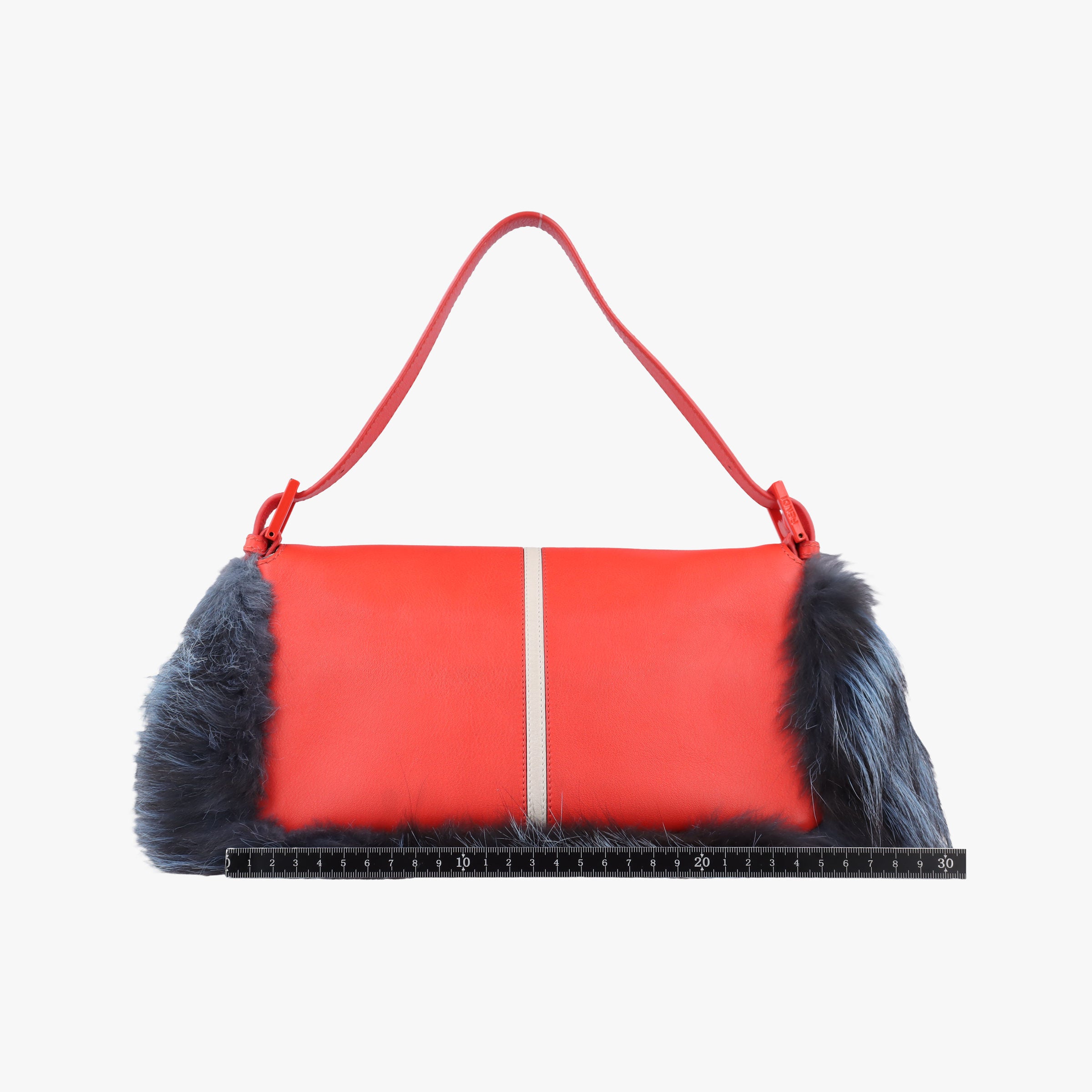 Pre-owned Fendi Bag Bugs Monster Red × Blue Calfskin × Fox Fur × Mink  handbag | stylenewstar