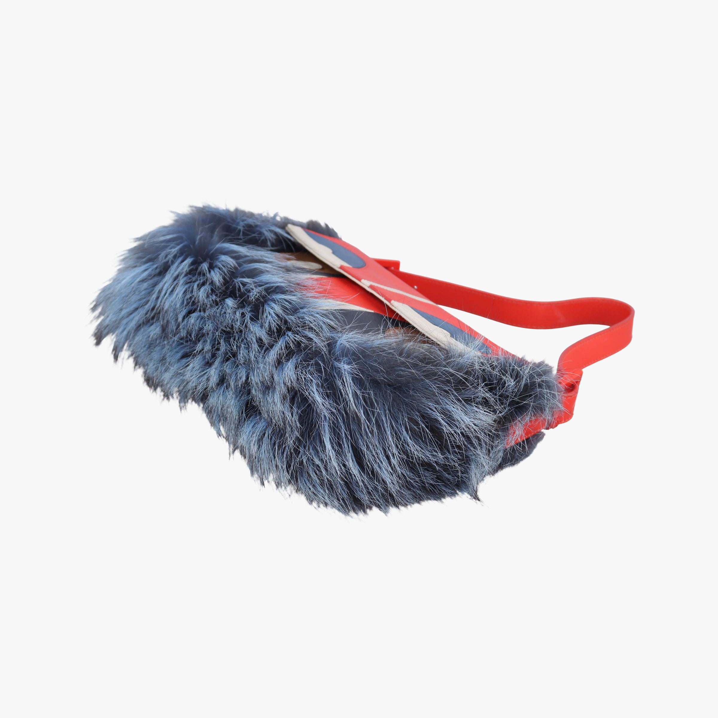 Pre-owned Fendi Bag Bugs Monster Red × Blue Calfskin × Fox Fur × Mink  handbag | stylenewstar