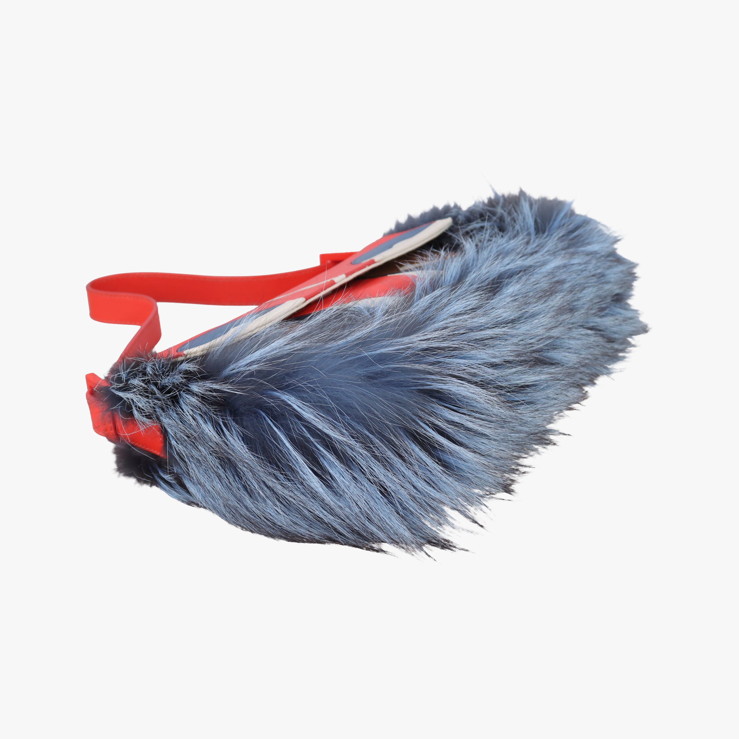Pre-owned Fendi Bag Bugs Monster Red × Blue Calfskin × Fox Fur × Mink  handbag | stylenewstar