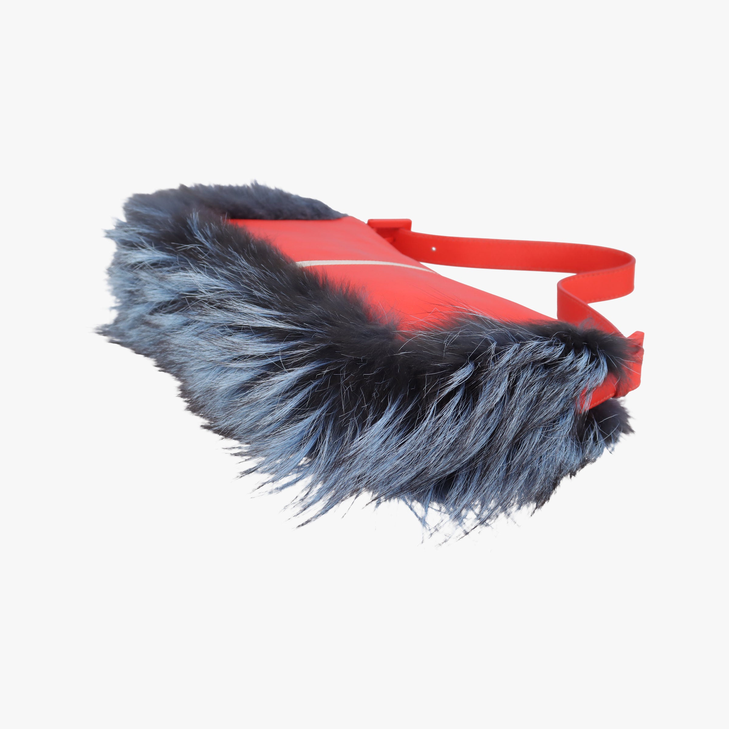 Pre-owned Fendi Bag Bugs Monster Red × Blue Calfskin × Fox Fur × Mink  handbag | stylenewstar