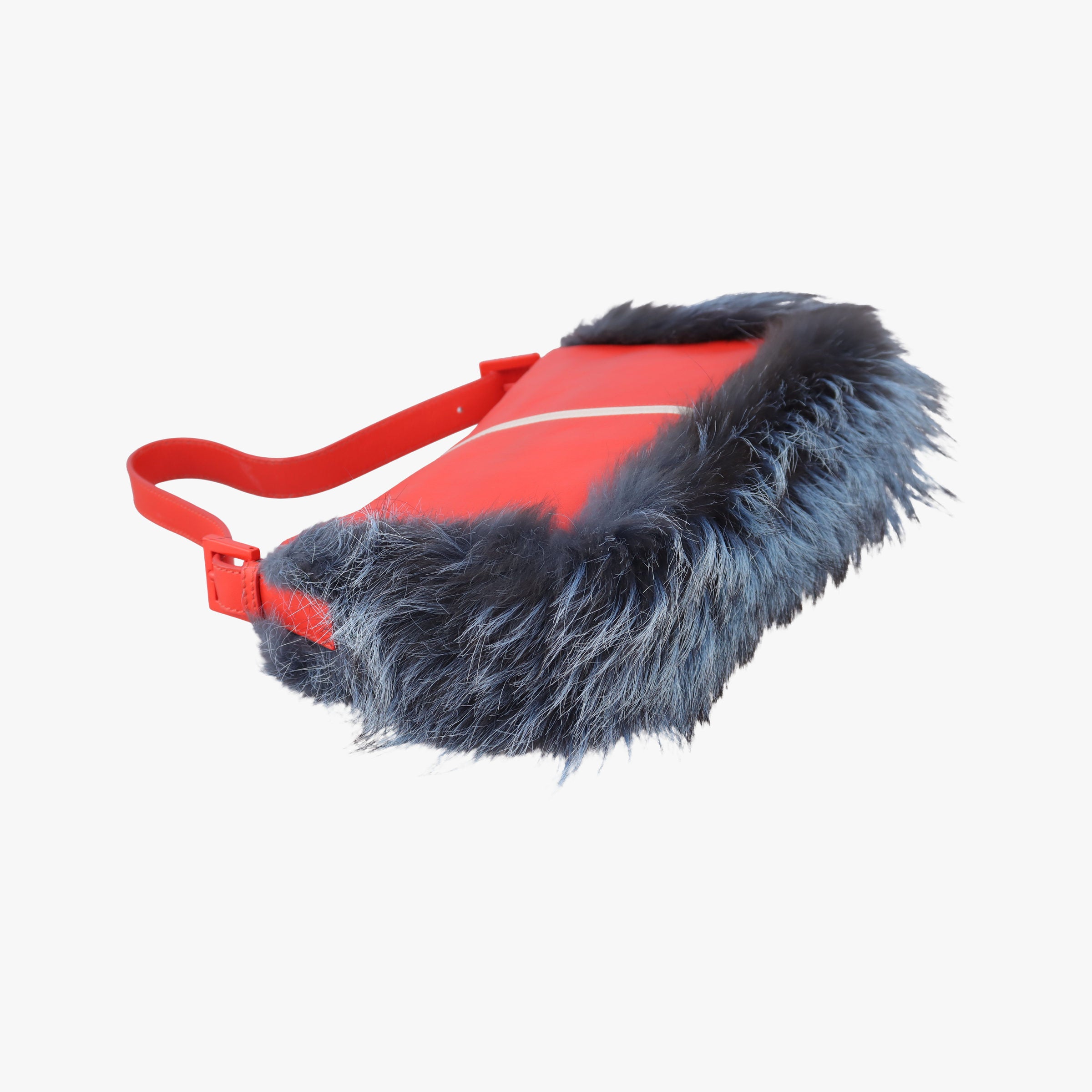 Pre-owned Fendi Bag Bugs Monster Red × Blue Calfskin × Fox Fur × Mink  handbag | stylenewstar