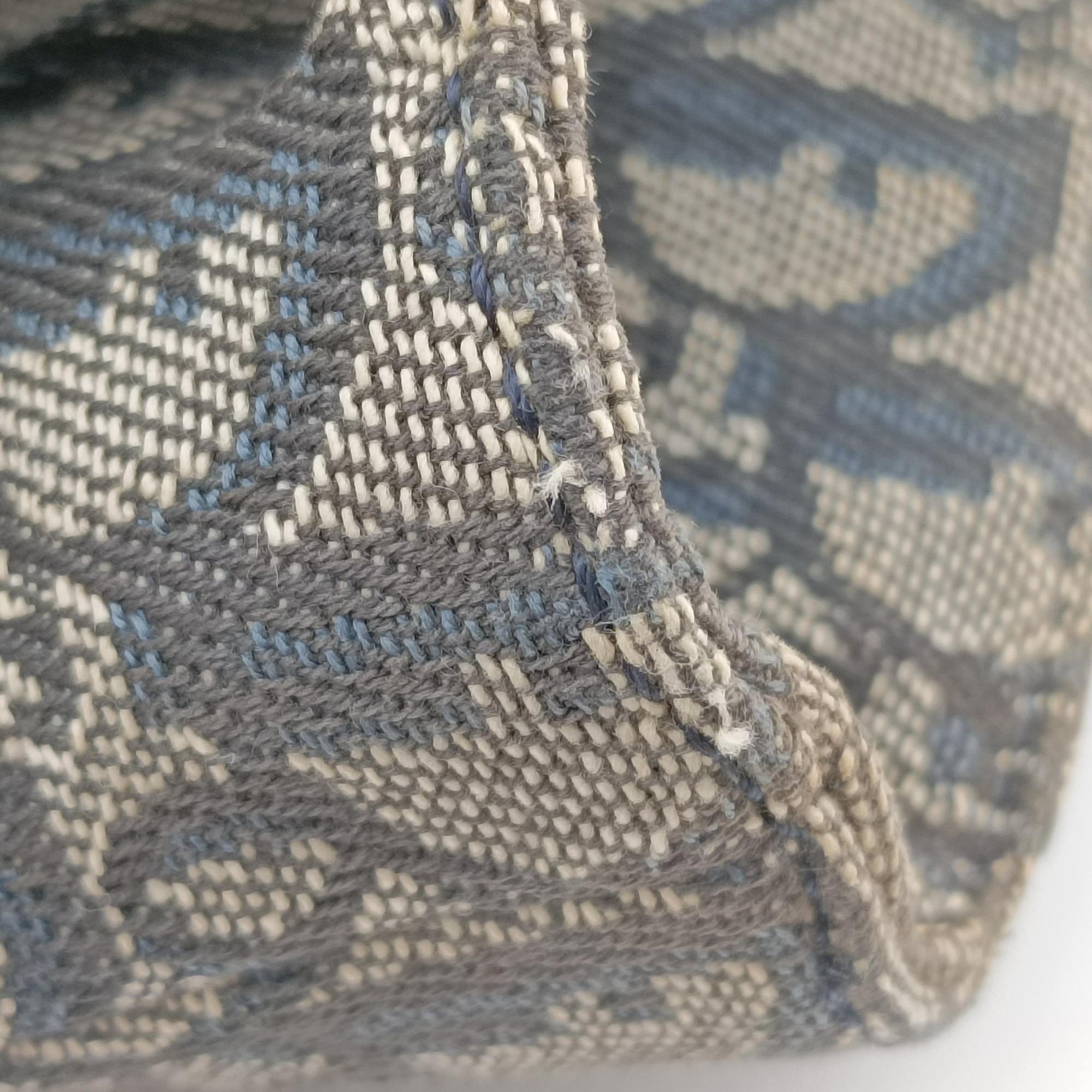 Pre-owned Christian Dior Trotter Tote Navy Jacquard × Leather  handbag | stylenewstar