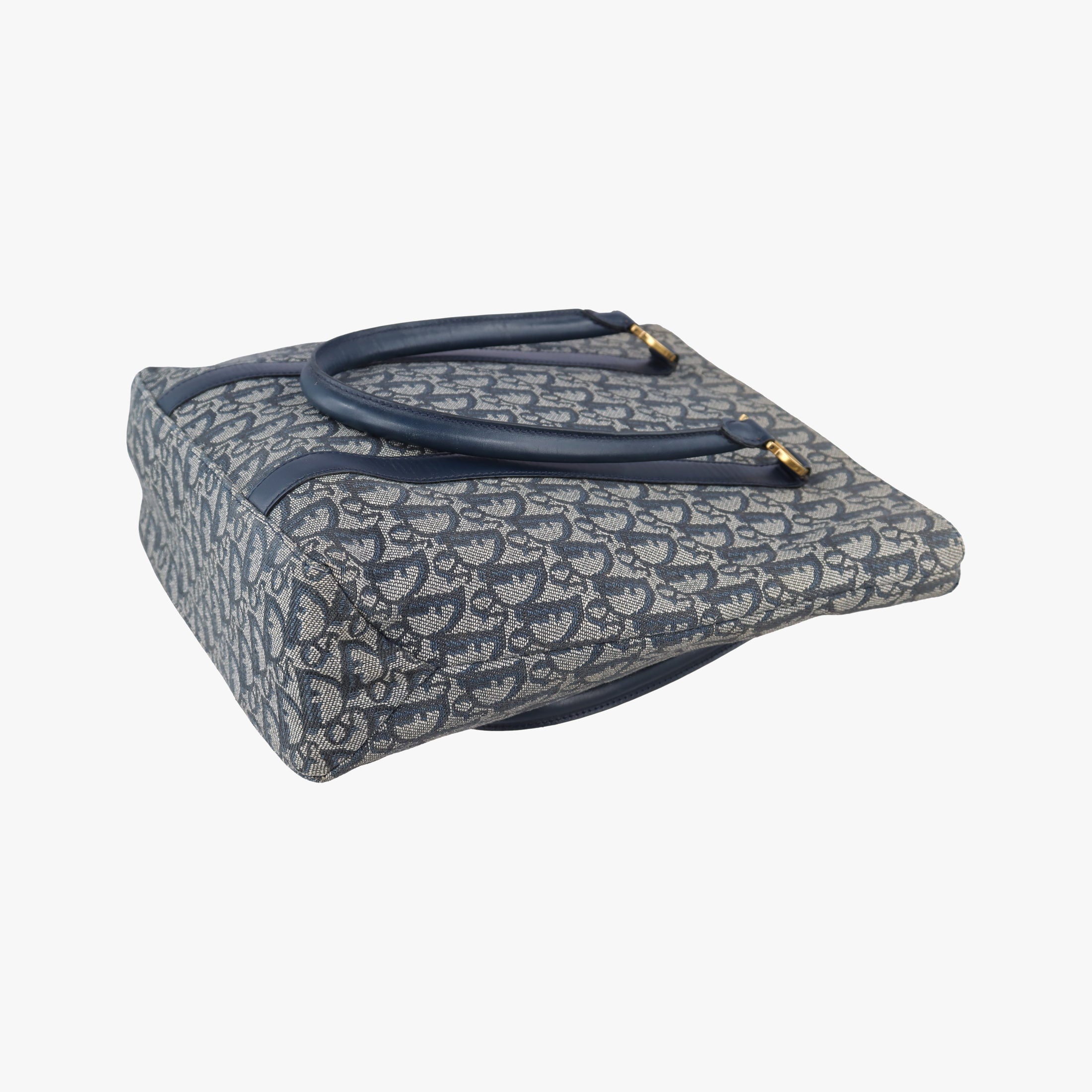 Pre-owned Christian Dior Trotter Tote Navy Jacquard × Leather  handbag | stylenewstar