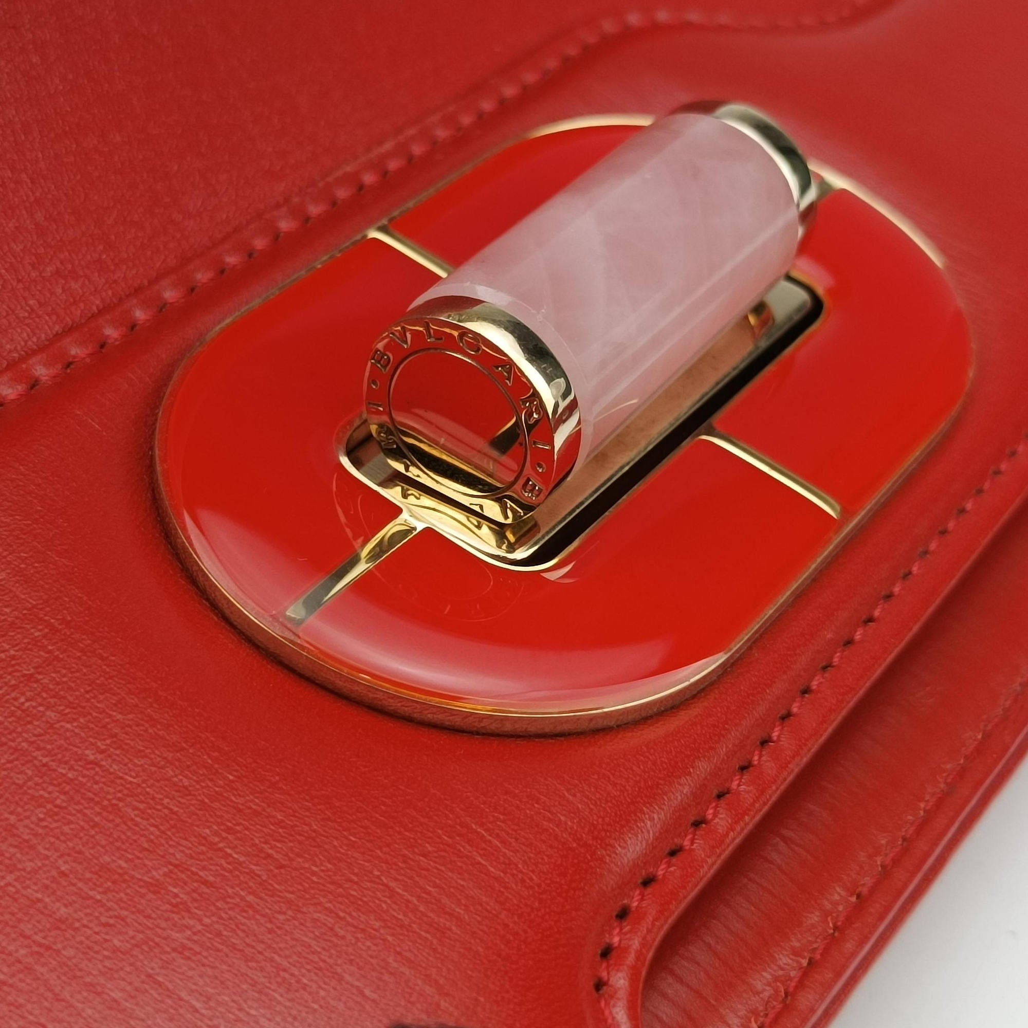 Vintage Bvlgari Isabella Rossellini Red Leather  handbag | stylenewstar