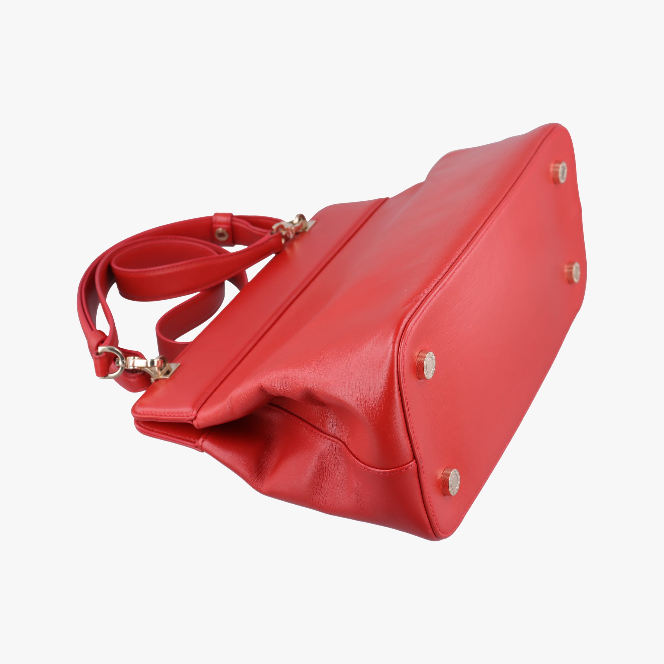 Vintage Bvlgari Isabella Rossellini Red Leather  handbag | stylenewstar