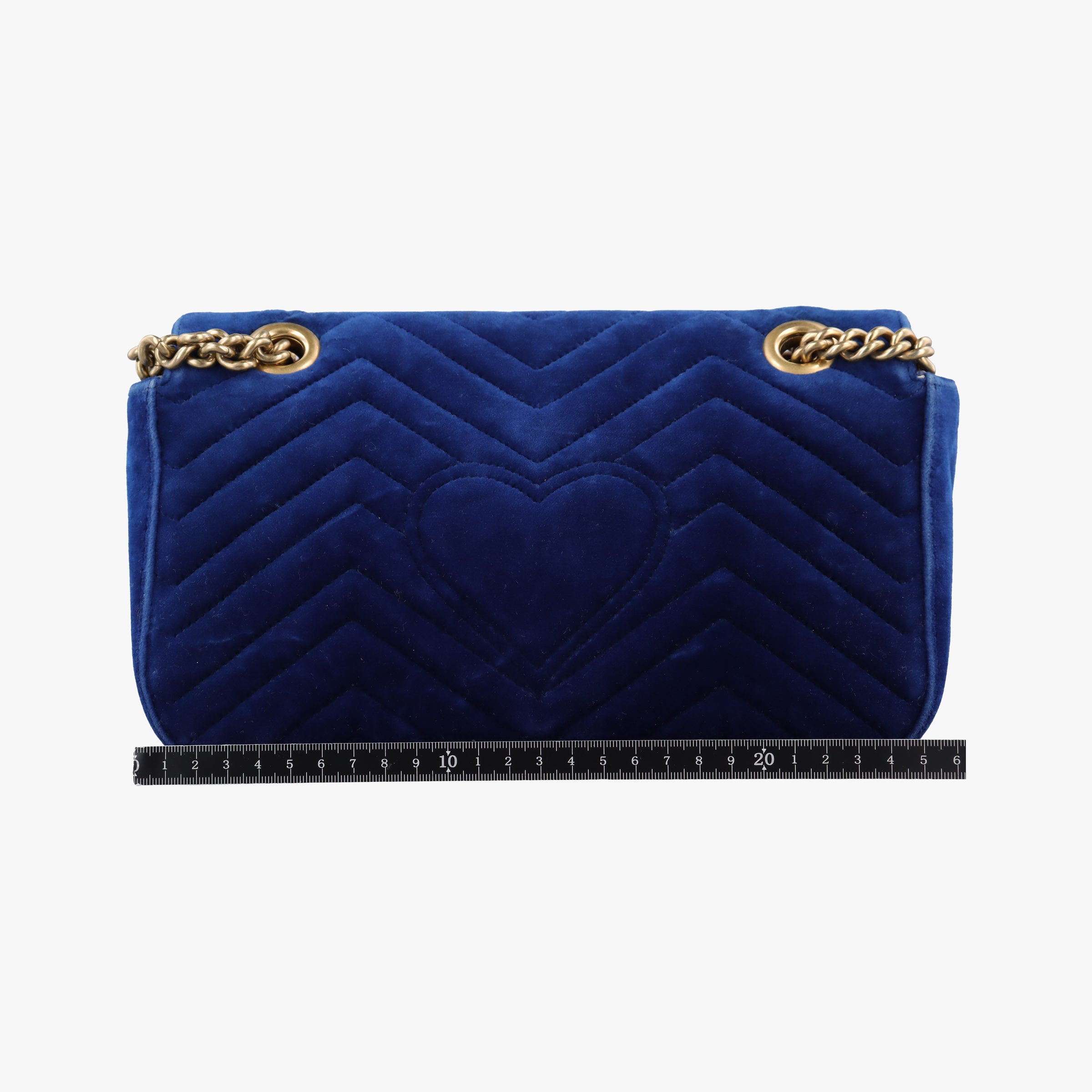 Pre-owned Gucci GG Marmont Blue velour 446744 shoulderbag | stylenewstar