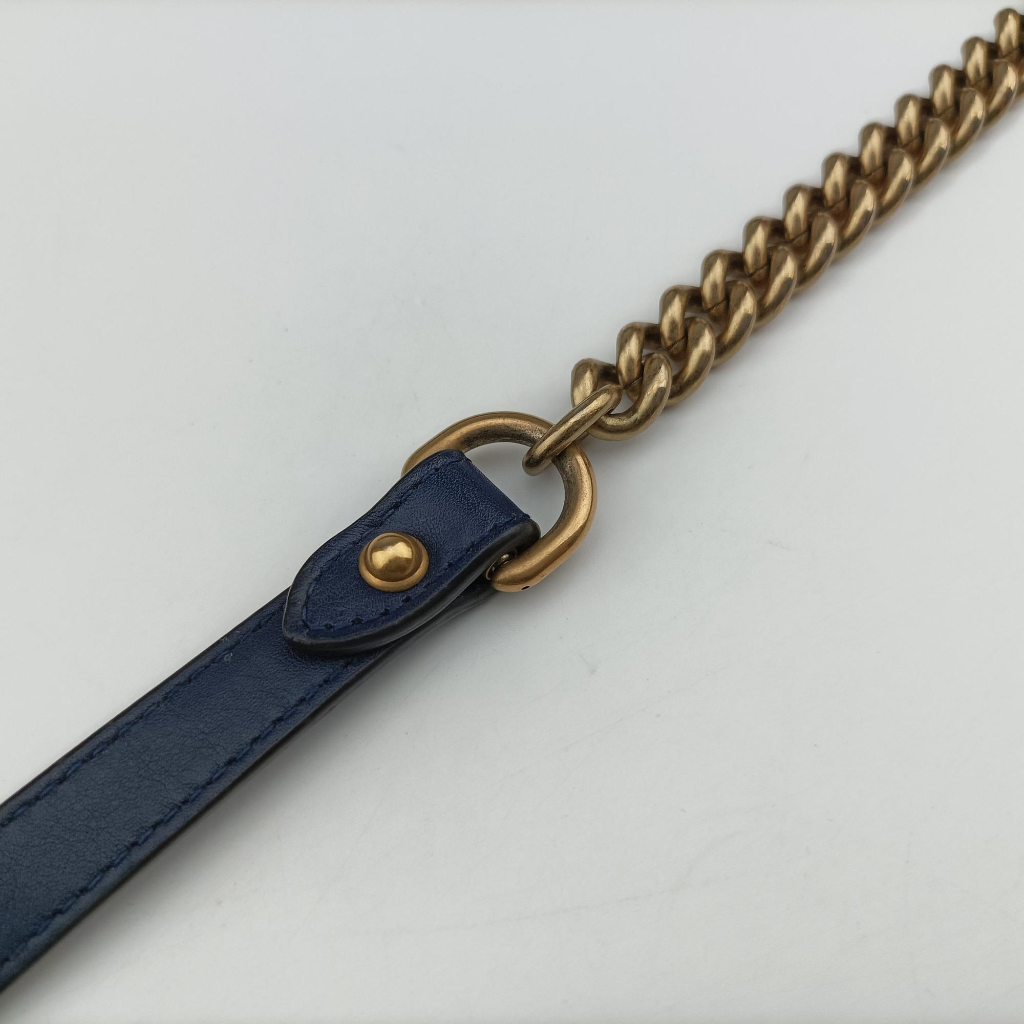 Pre-owned Gucci GG Marmont Blue velour 446744 shoulderbag | stylenewstar