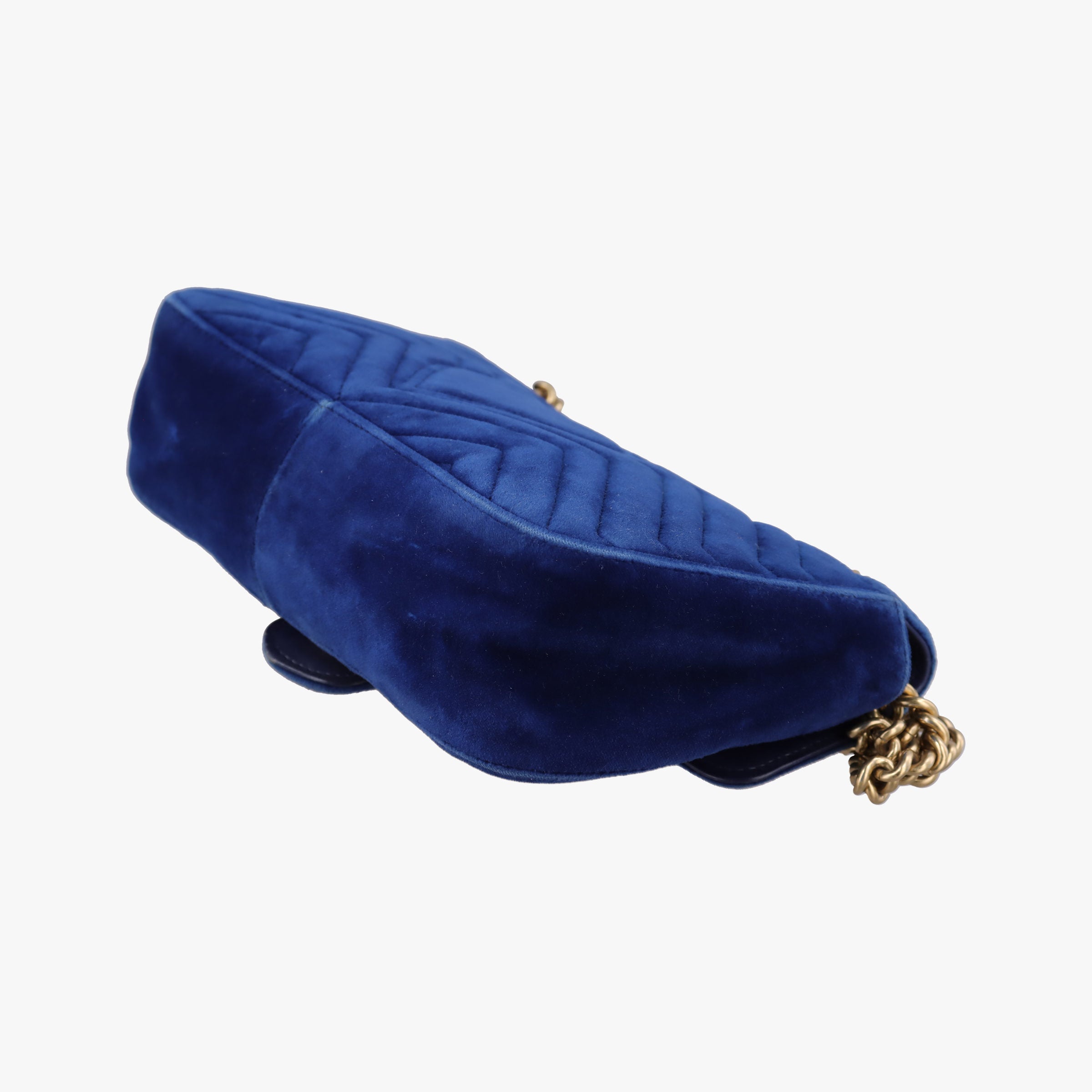 Pre-owned Gucci GG Marmont Blue velour 446744 shoulderbag | stylenewstar