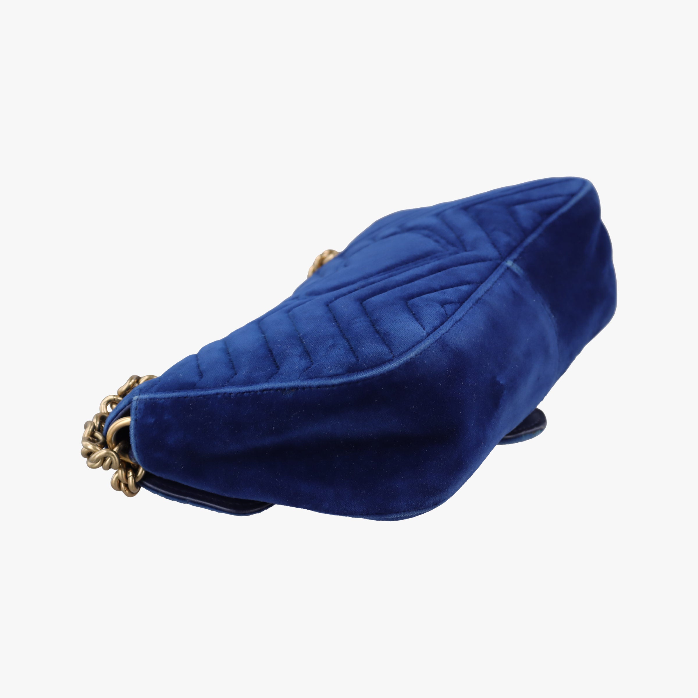 Pre-owned Gucci GG Marmont Blue velour 446744 shoulderbag | stylenewstar
