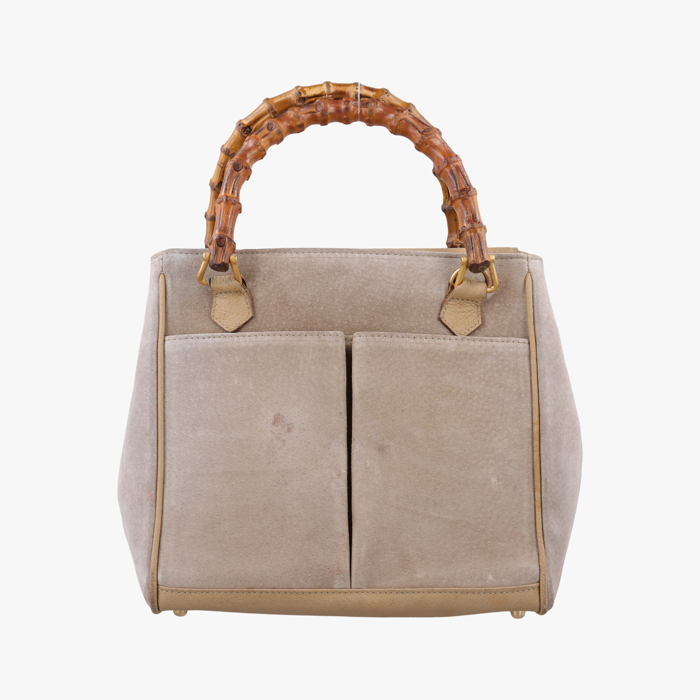 Pre-owned Gucci bamboo Beige Suede× Leather 001.12 handbag | stylenewstar