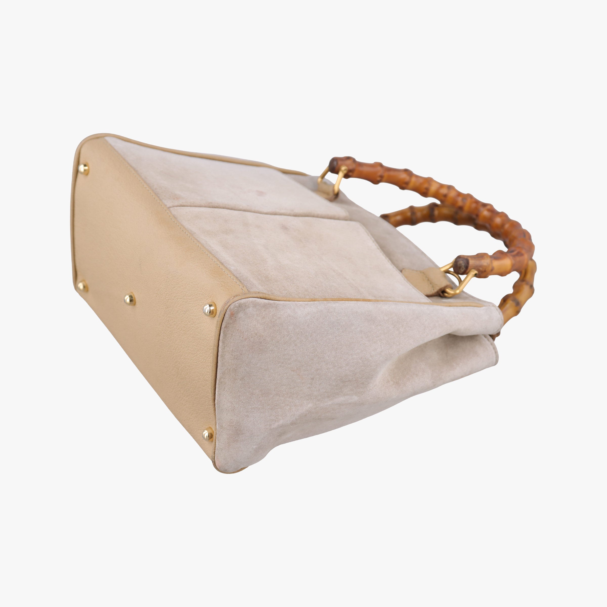 Pre-owned Gucci bamboo Beige Suede× Leather 001.12 handbag | stylenewstar