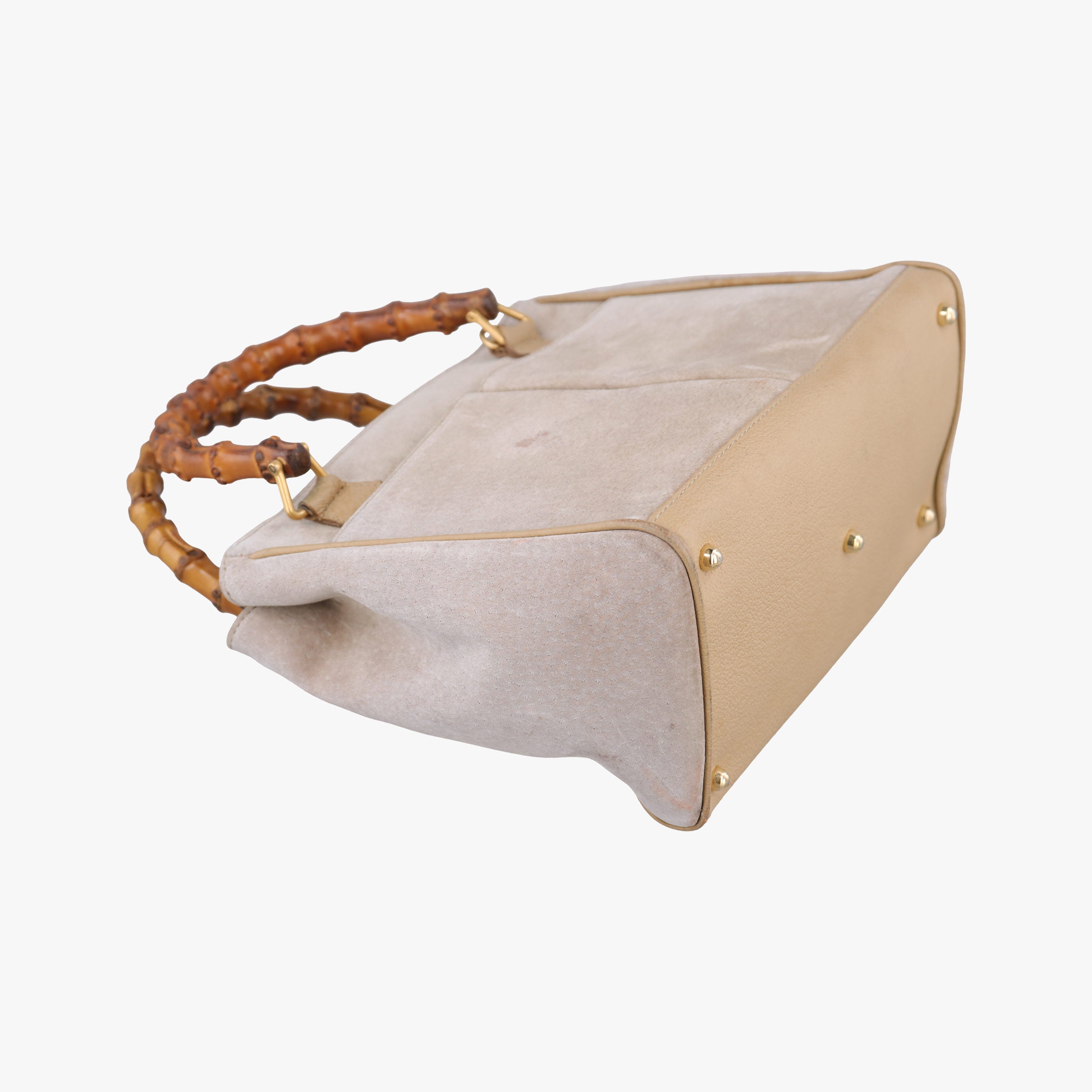 Pre-owned Gucci bamboo Beige Suede× Leather 001.12 handbag | stylenewstar