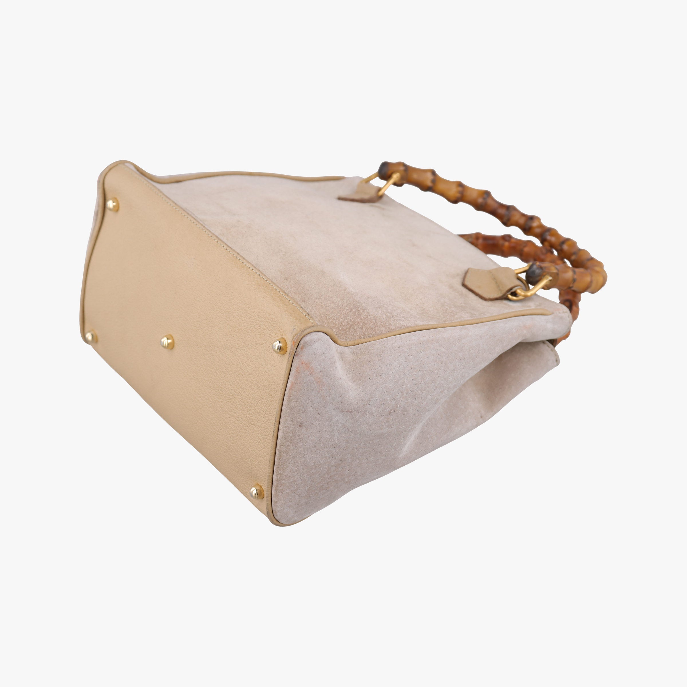 Pre-owned Gucci bamboo Beige Suede× Leather 001.12 handbag | stylenewstar