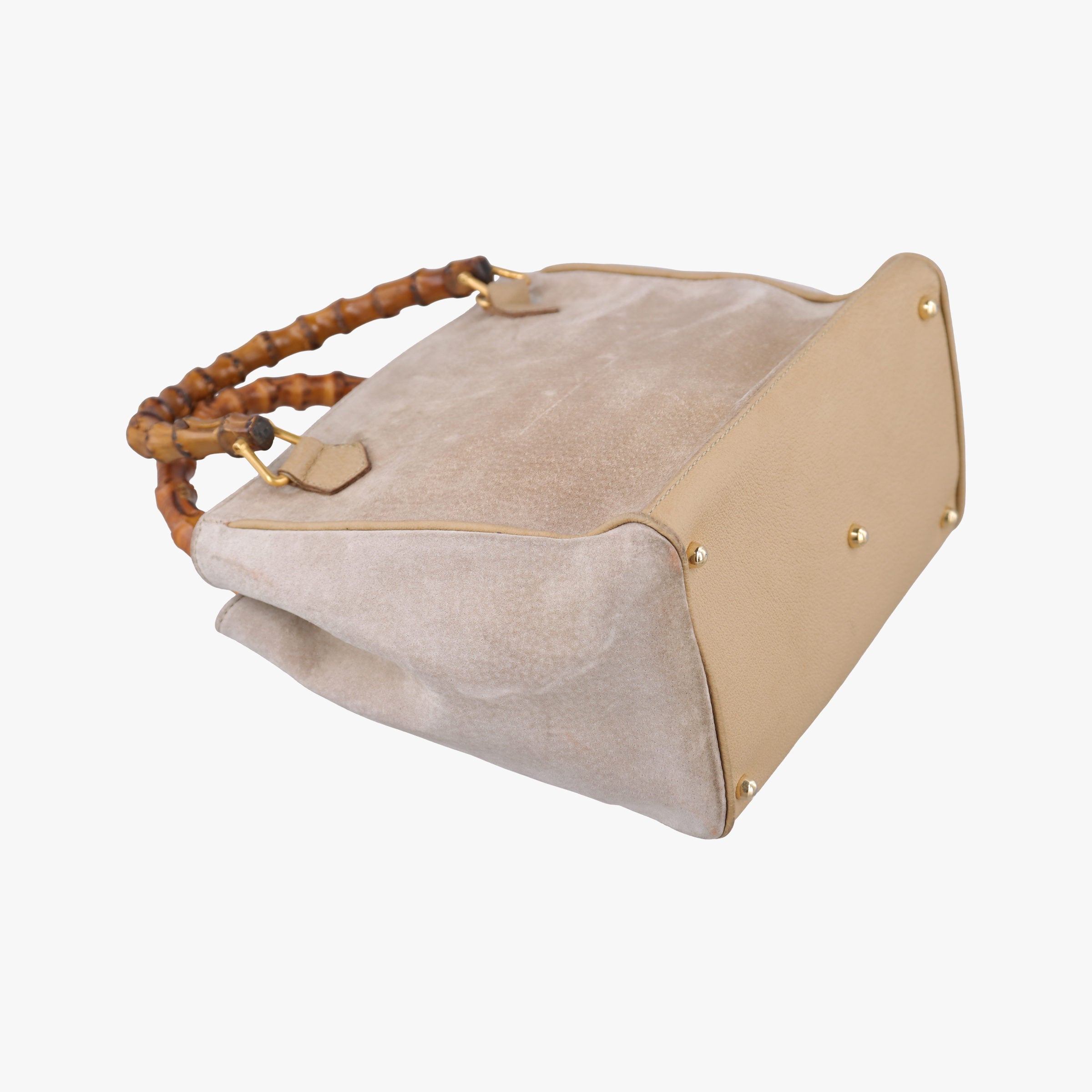Pre-owned Gucci bamboo Beige Suede× Leather 001.12 handbag | stylenewstar