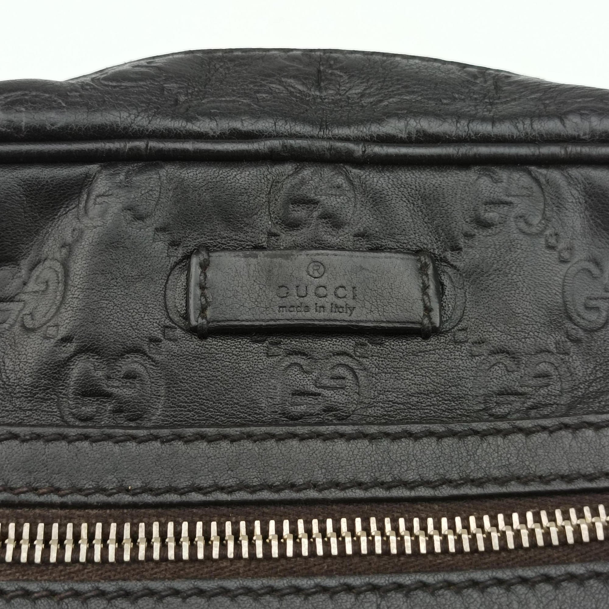 Pre-owned Gucci Guccissima Messenger Black Leather 201448 shoulderbag | stylenewstar