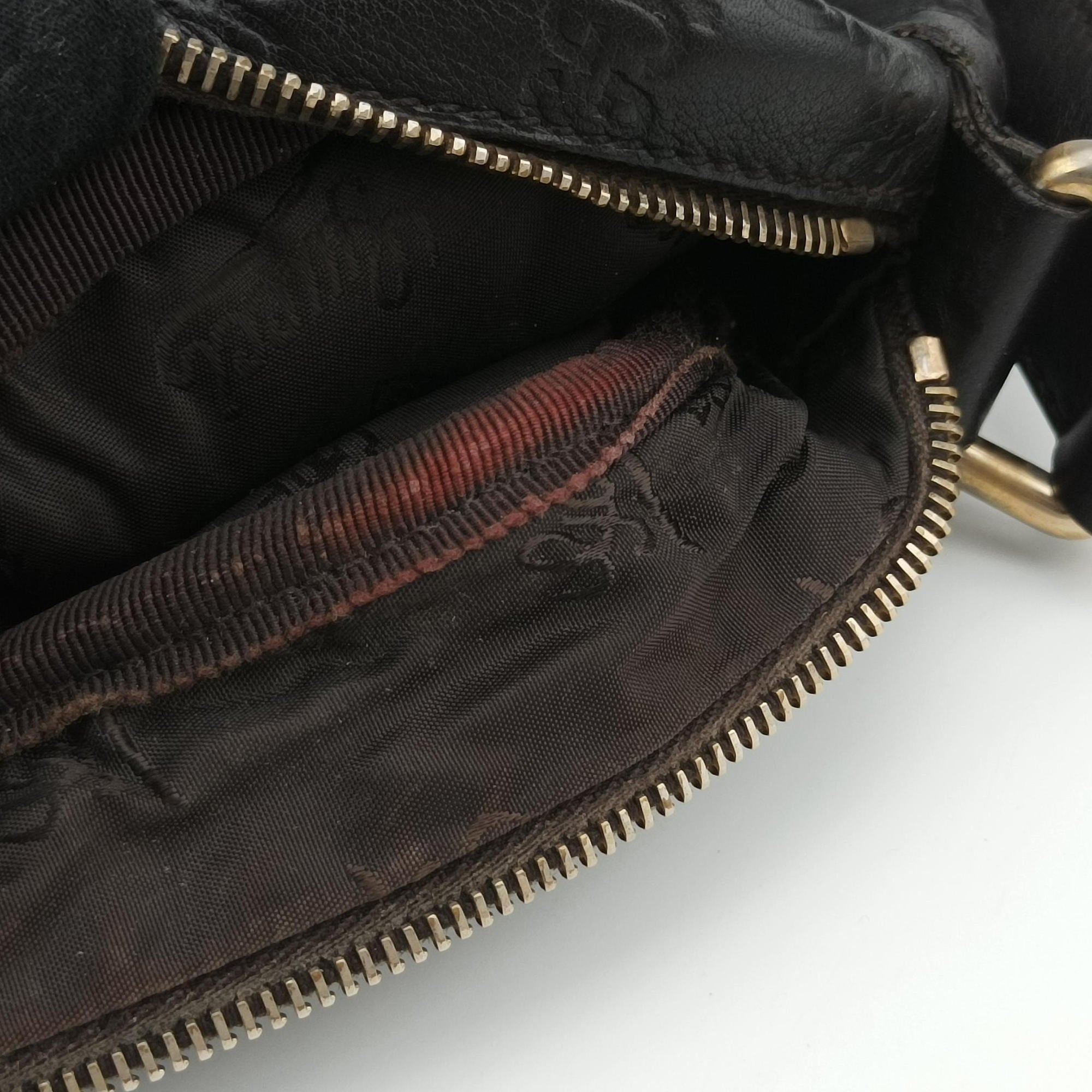 Pre-owned Gucci Guccissima Messenger Black Leather 201448 shoulderbag | stylenewstar